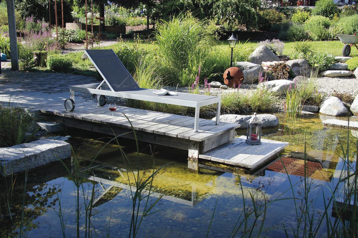 Sonnenliege Rimini Metall/Textil - Weiß, Basics, Textil/Metall (198/60/35cm) - Acamp