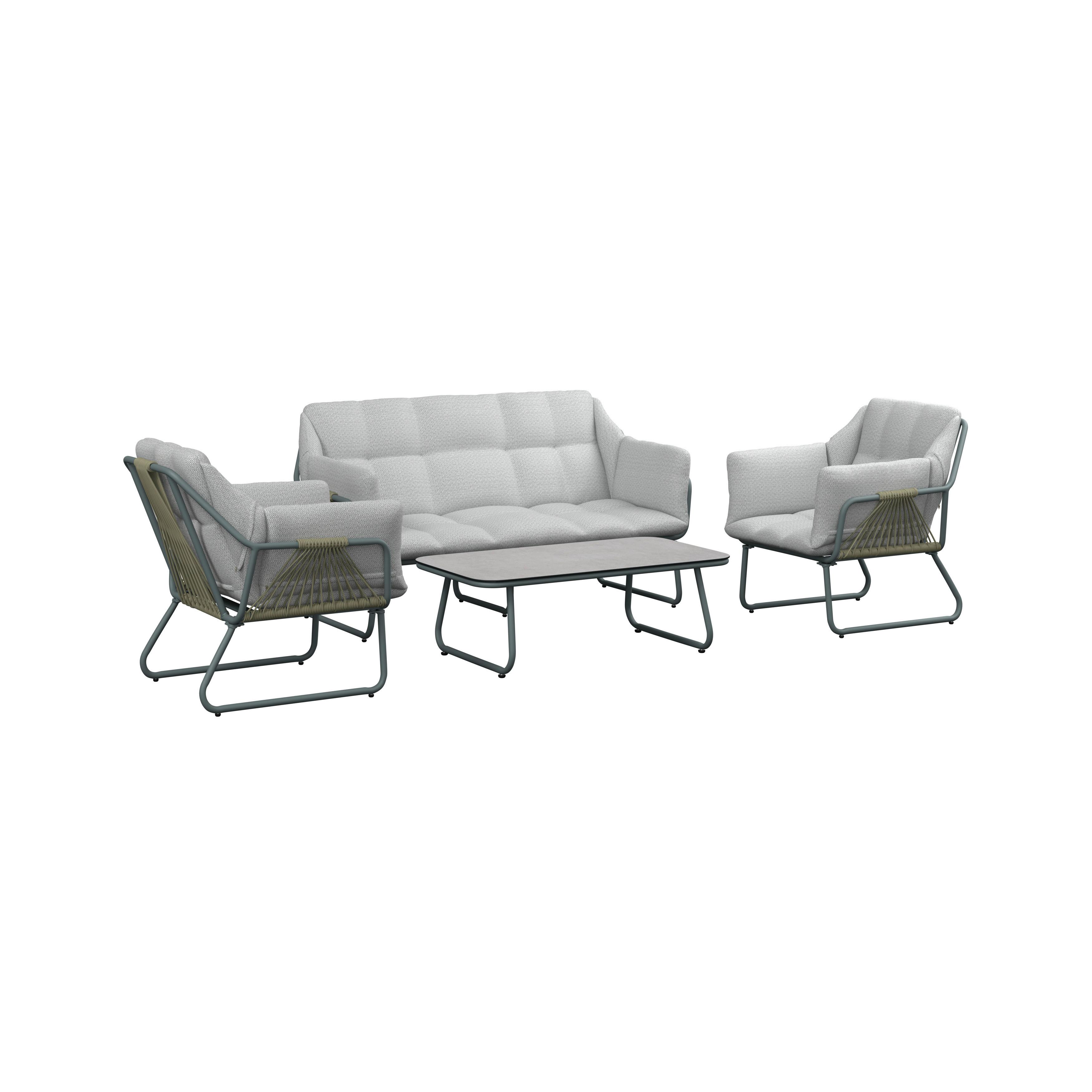 UTEMÖBLER SET BETTY - beige/grön, Modern, metall/glas - Mömax