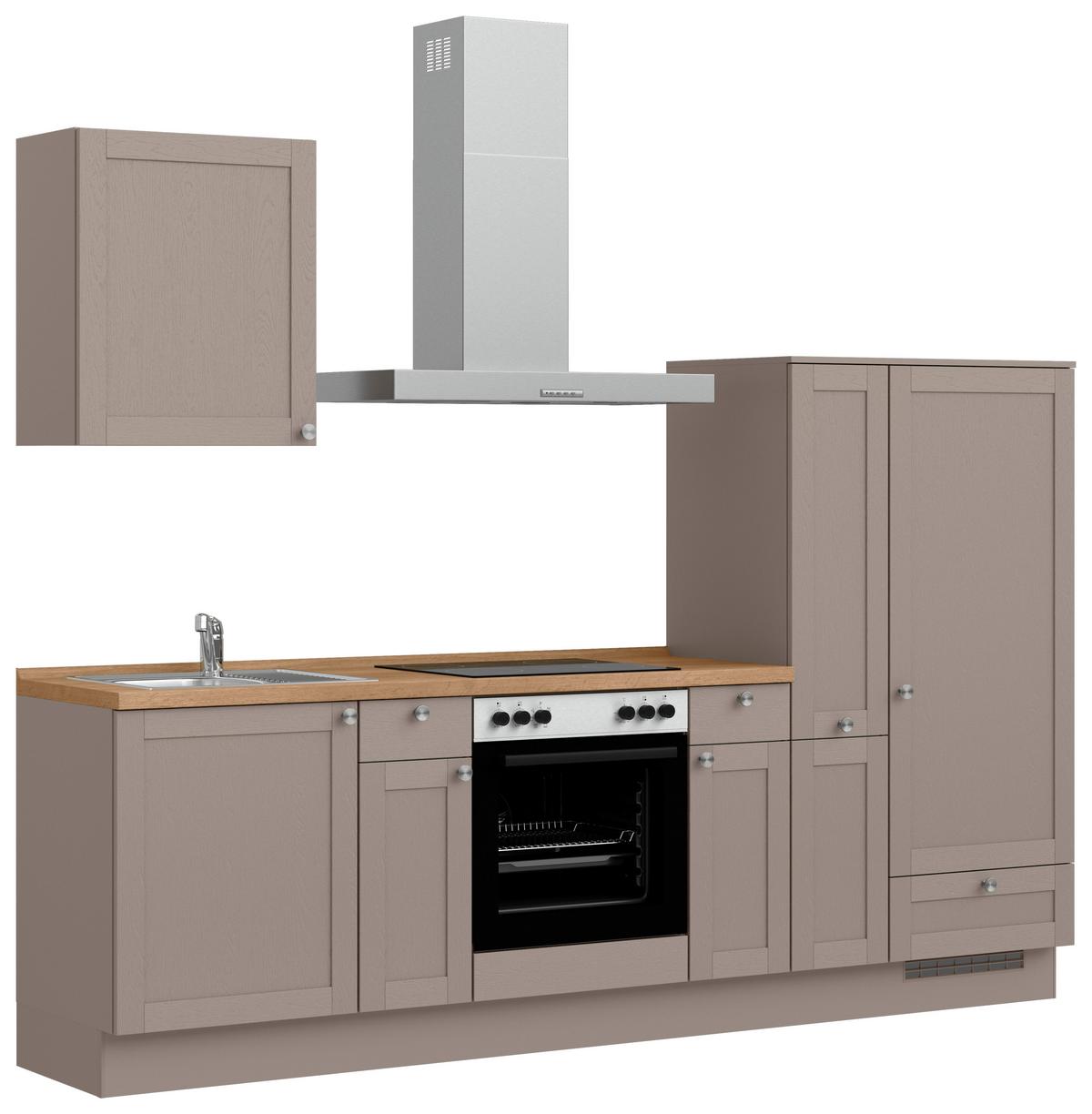 Küchenleerblock Frame Low o. Geräte Beigebraun - Edelstahlfarben/Eichefarben, MODERN, Holzwerkstoff/Metall (270cm) - Nobilia