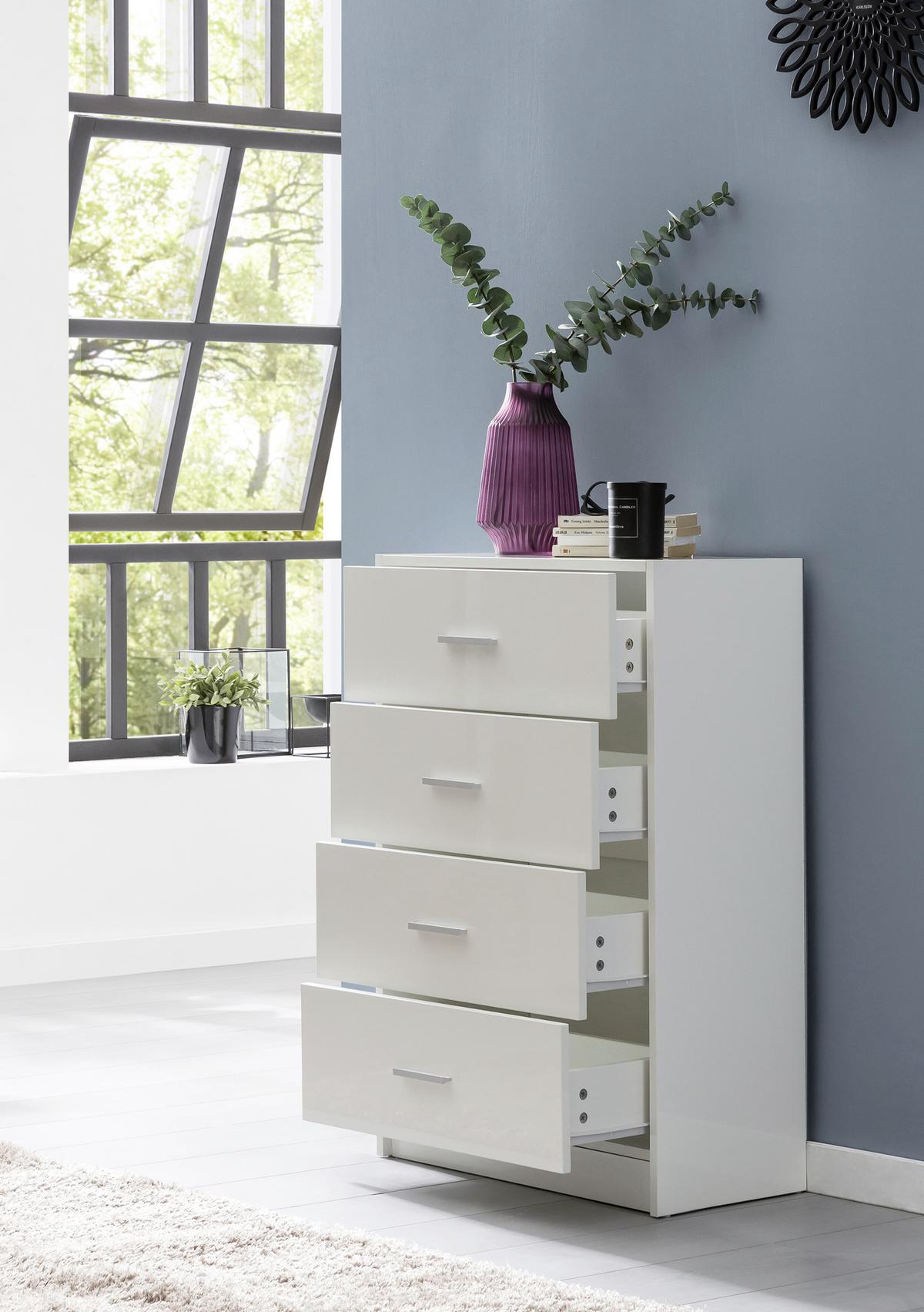 Visoka Komoda Highboard - bela/barve aluminija, Konvencionalno, kovina/leseni material (60/90/30cm) - MID.YOU