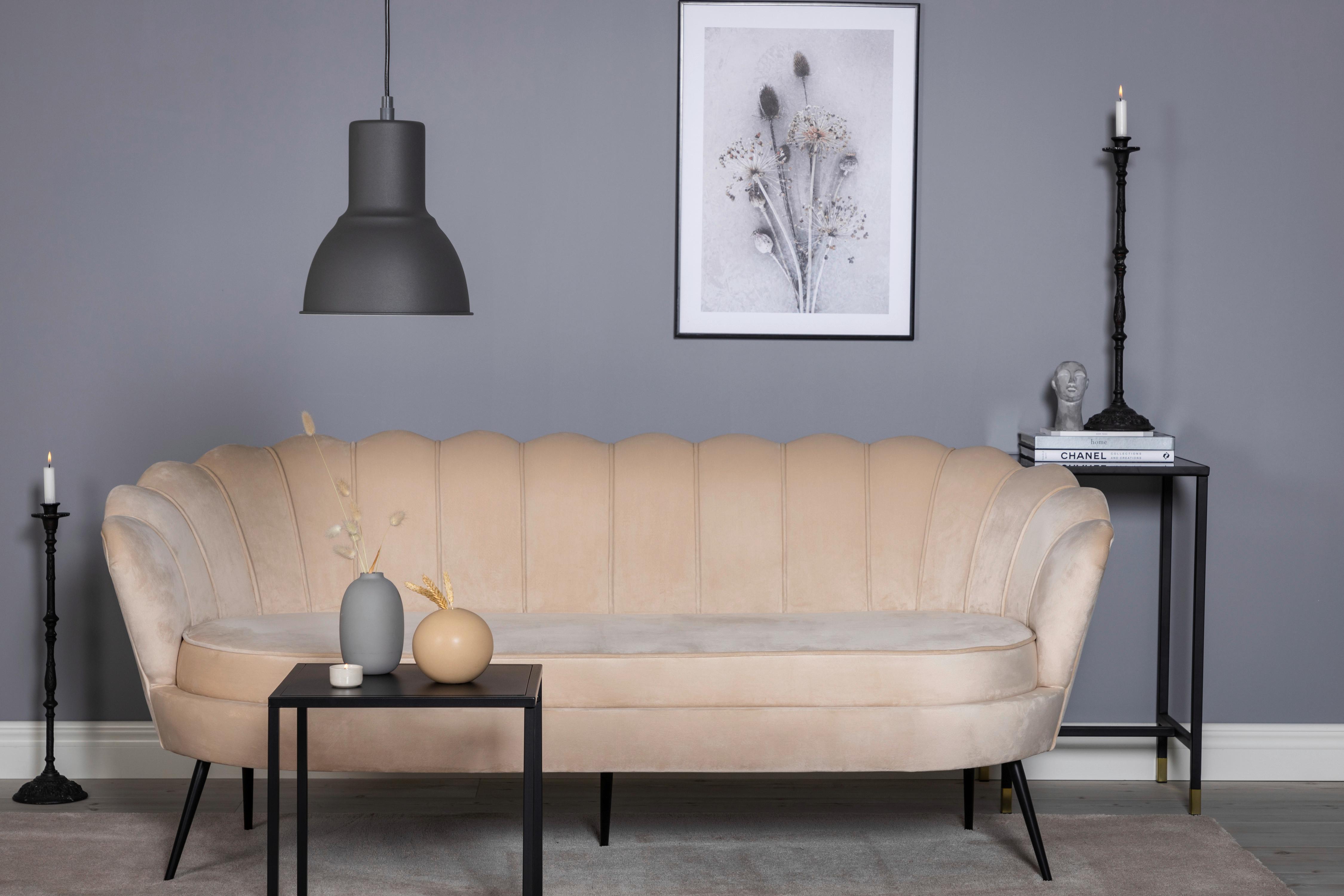 Sofa Calais ca. 180 cm Beige - Beige/Schwarz, Design, Textil/Metall (180/78.5/78cm) - Livetastic
