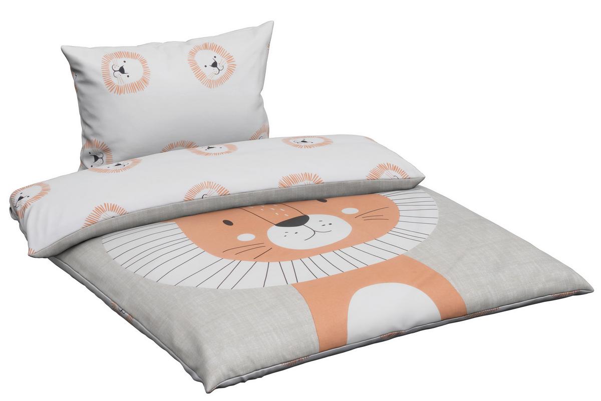 POŚCIEL NIEMOWLĘCA BEDRUCKT, LÖWE, - szary, Basics, tkanina (100/135cm) - Patinio