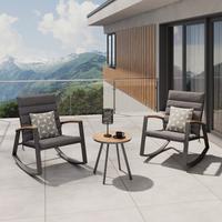 Balkonset Relax Naturfarben/Dunkelgrau - Dunkelgrau/Naturfarben, Basics, Glas/Holz (82/64/84cm)