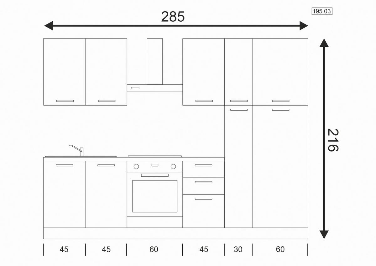 Küchenblock Dafne m. Geräte Weiß/Nussbaum - Eichefarben/Magnolie, LIFESTYLE, Holzwerkstoff/Kunststoff (285cm) - MID.YOU