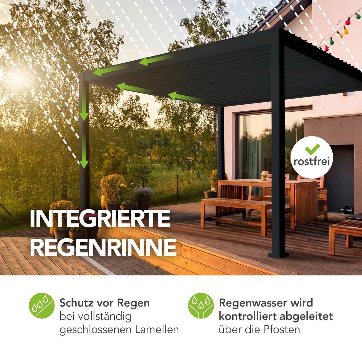 Pavillon Deluxe ca. 400x255x300 cm Anthrazit - Basics (400/255/300cm) - Gardenson
