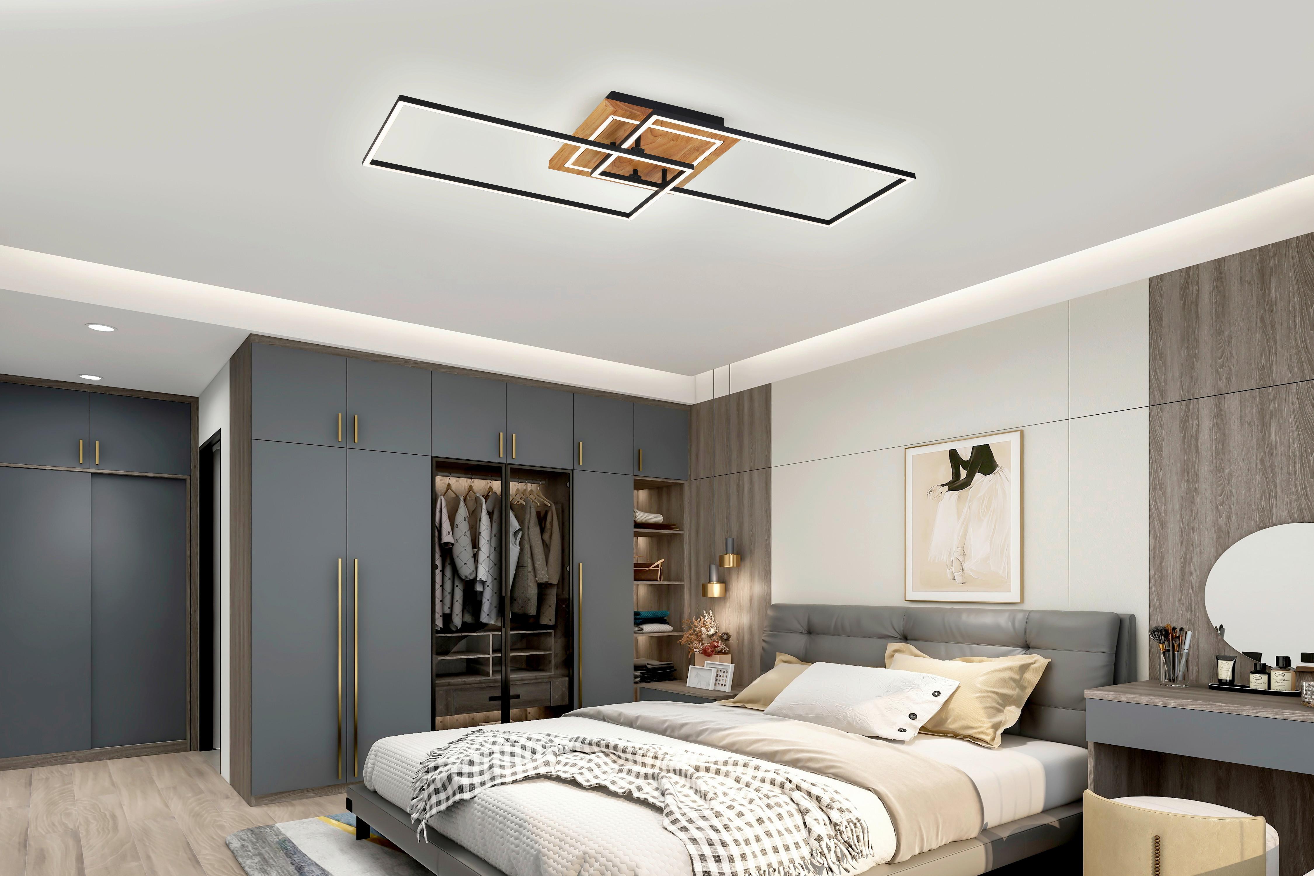 LAMPA SUFITOWA LED HARUTO - kolor naturalny/czarny, Trend, tworzywo sztuczne/metal (86/46/11cm) - Novel