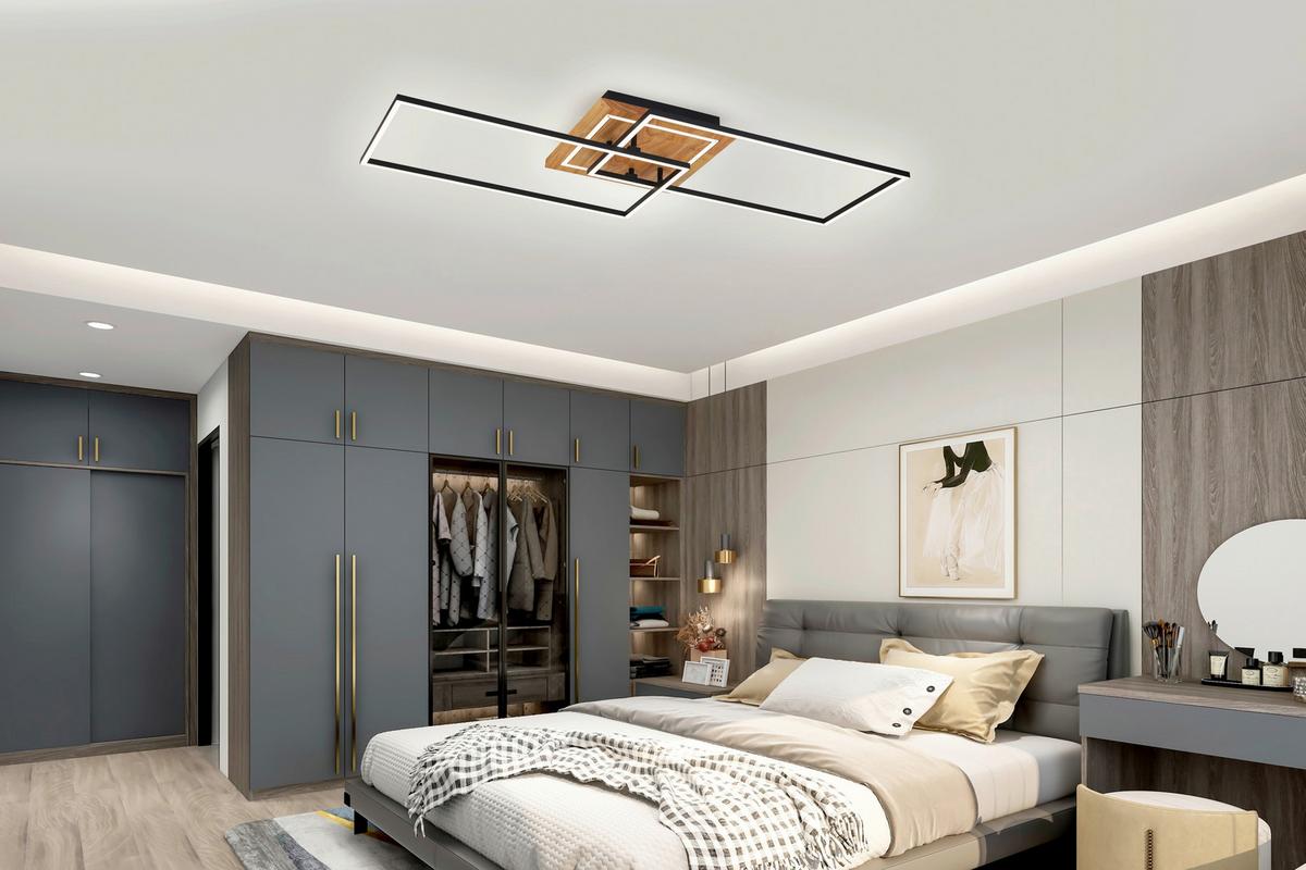 LAMPA SUFITOWA LED HARUTO - kolor naturalny/czarny, Trend, tworzywo sztuczne/metal (86/46/11cm) - Novel