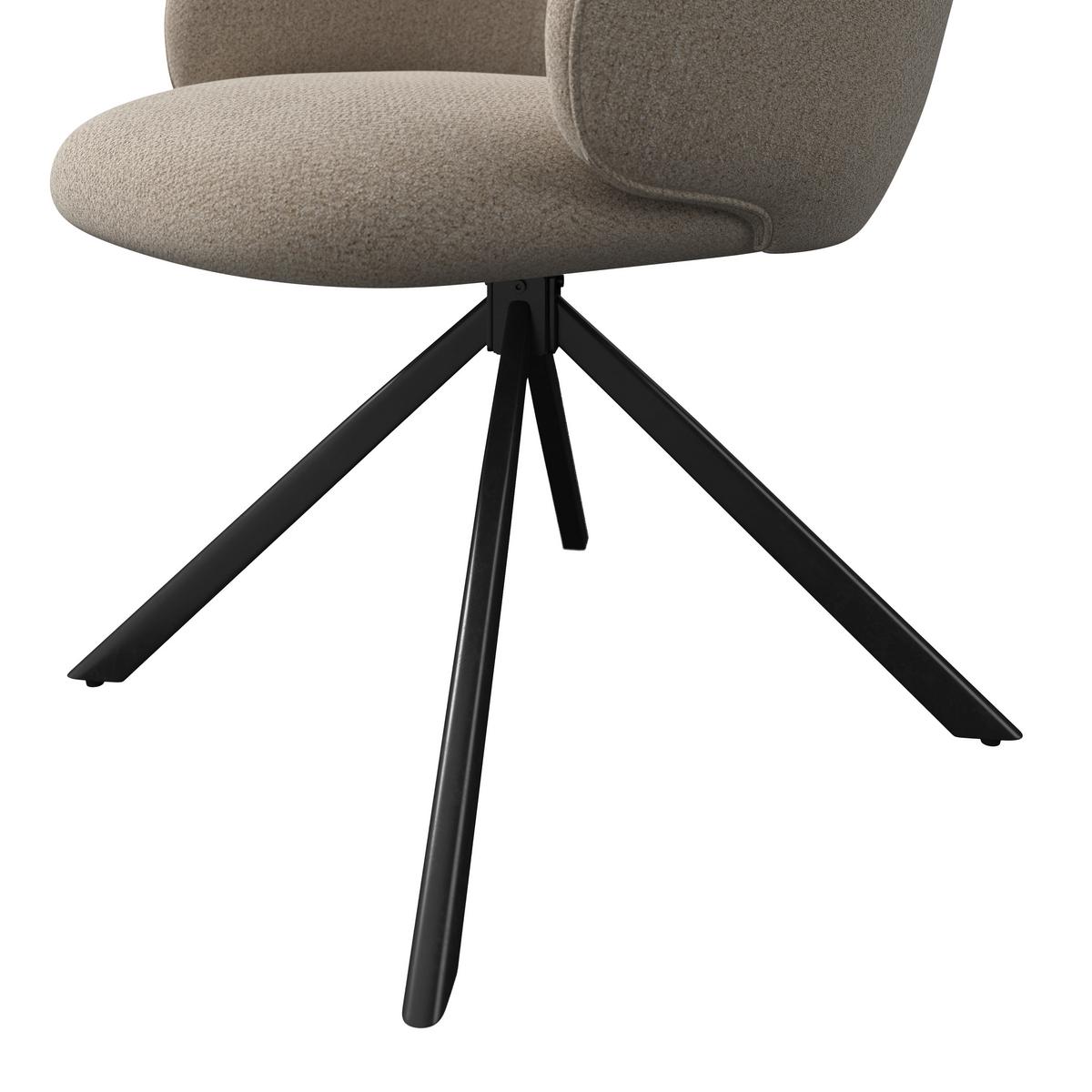 Armlehnstuhl Liora Braun Webstoff Drehbar Gepolstert - Schwarz/Braun, MODERN, Textil/Metall (57,5/84/61cm) - Bessagi Home