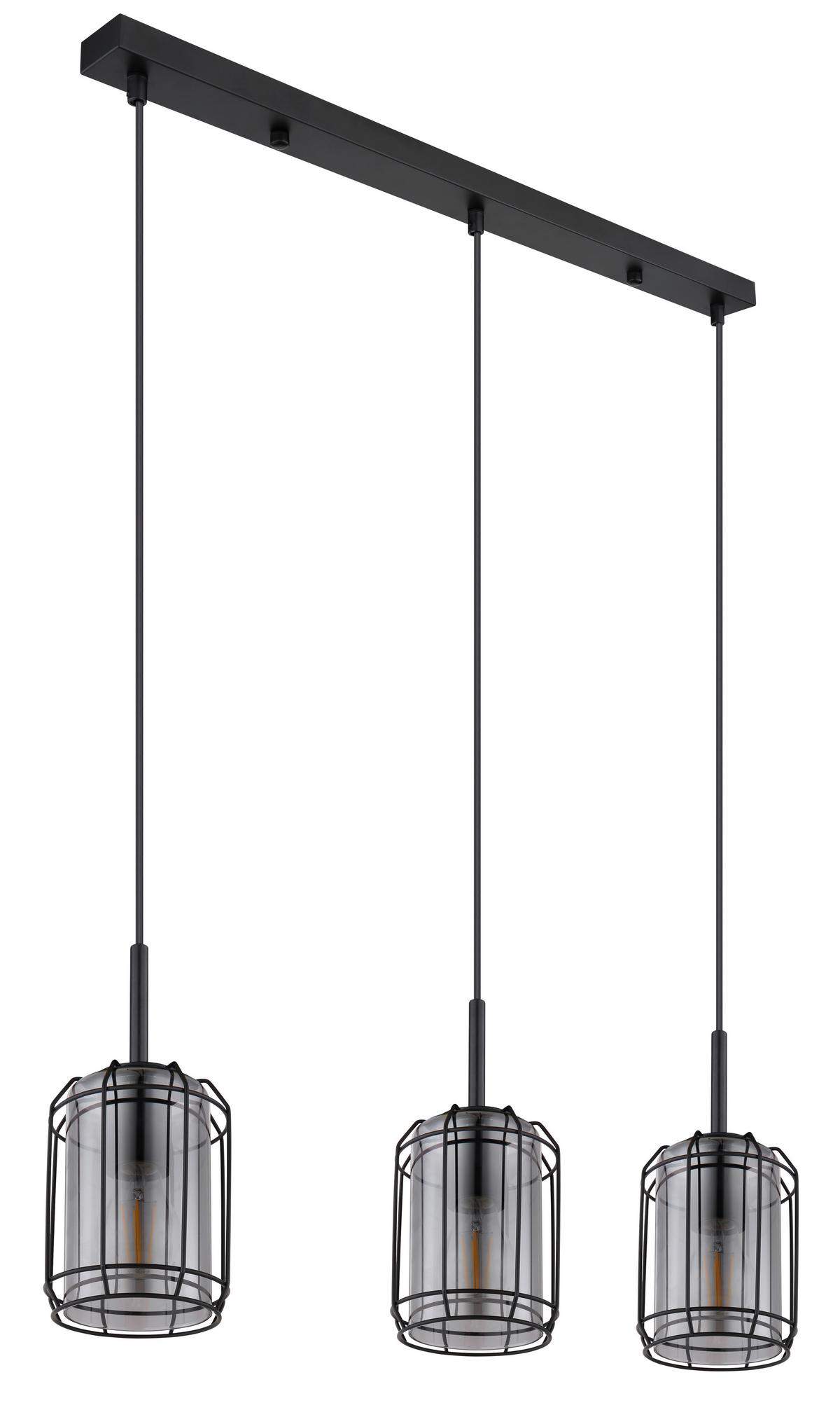 Viseča Svetilka 15559-3h - črna, Design, kovina/steklo (77/13/120cm) - Globo