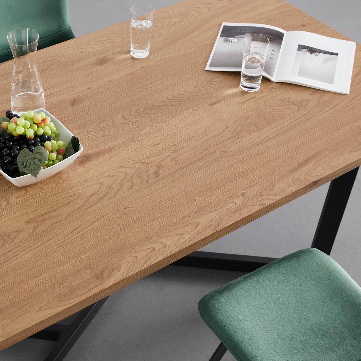 Esstisch Avola Eichefarben MDF ca. 180x90 cm - Eichefarben/Schwarz, MODERN, Holzwerkstoff/Metall (180/90/76cm) - Bessagi Home