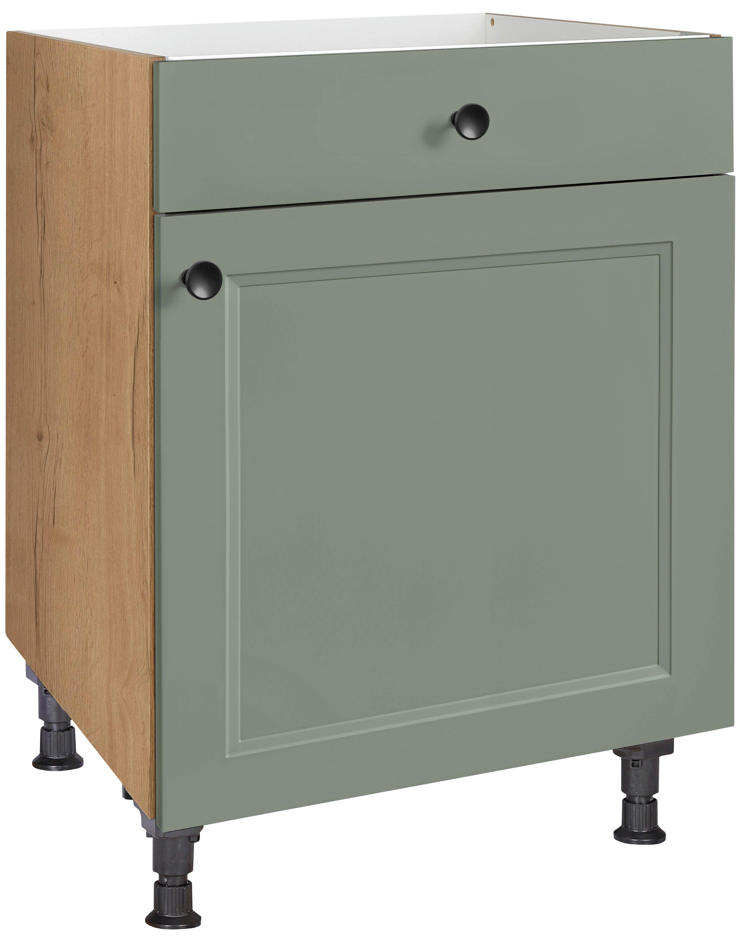 Kochfeldumbauschrank Cascada Grün - Eichefarben/Schwarz, MODERN, Holzwerkstoff/Metall (60/87/56cm) - Nobilia