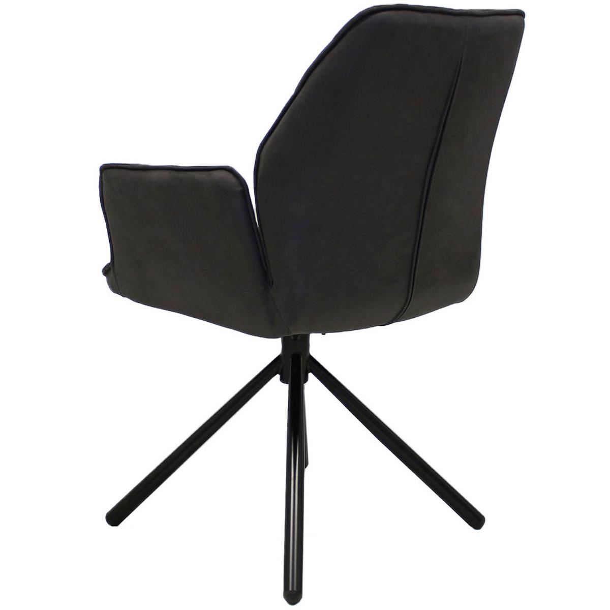 Armlehnstuhl Donny ca. 58x92 cm Anthrazit - Dunkelgrau/Anthrazit, LIFESTYLE, Textil/Metall (58/92/52cm) - MID.YOU