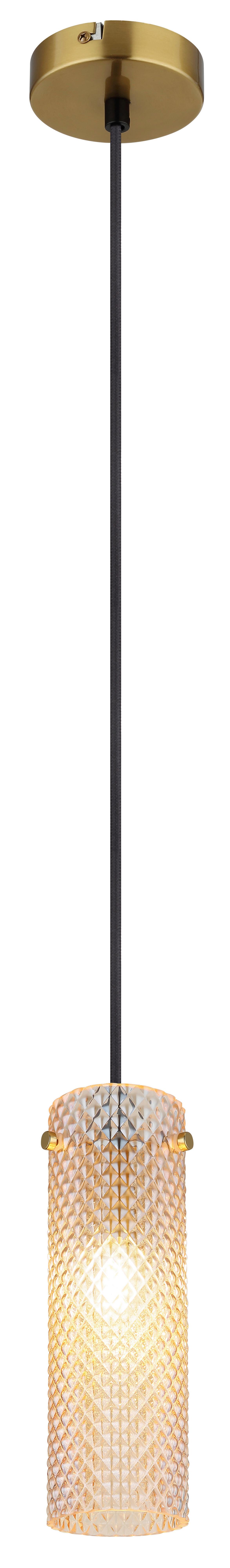 HÄNGELEUCHTE 15775H  KAROLO - Goldfarben/Schwarz, Konventionell, Glas/Textil (10/120cm) - Globo