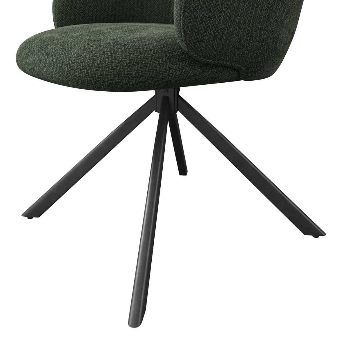 Armlehnstuhl Liora Grün Webstoff Drehbar Gepolstert - Schwarz/Grün, MODERN, Textil/Metall (57,5/84/61cm) - Bessagi Home