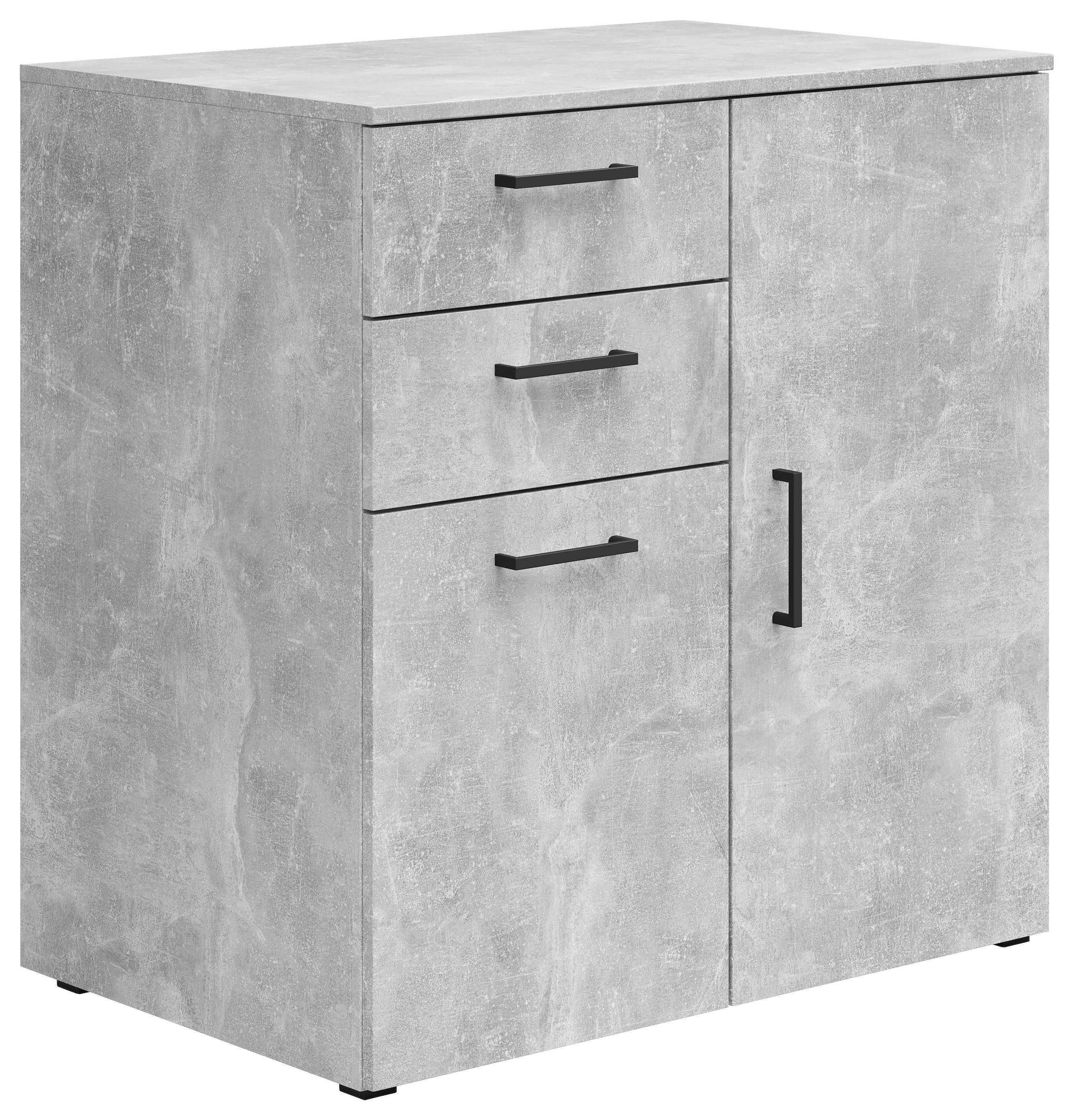 Kommode Multistauraum Betonoptik - Anthrazit/Schwarz, MODERN, Holzwerkstoff/Kunststoff (80/83/52cm) - Mömax
