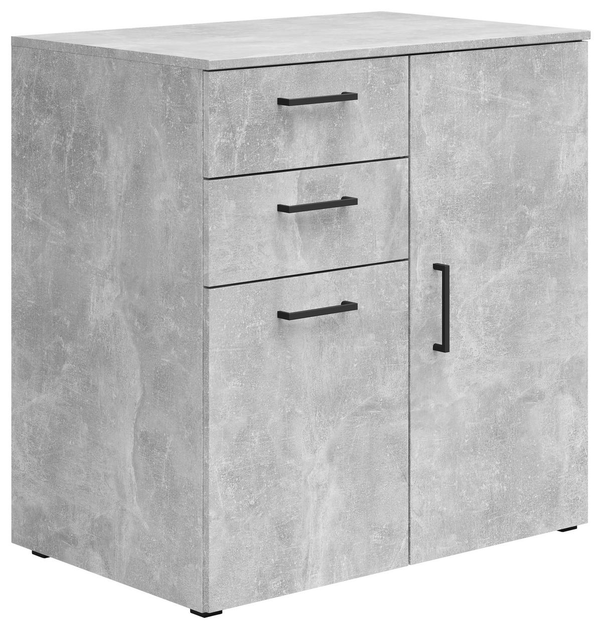 Kommode Multistauraum Betonoptik - Anthrazit/Schwarz, MODERN, Holzwerkstoff/Kunststoff (80/83/52cm) - Mömax