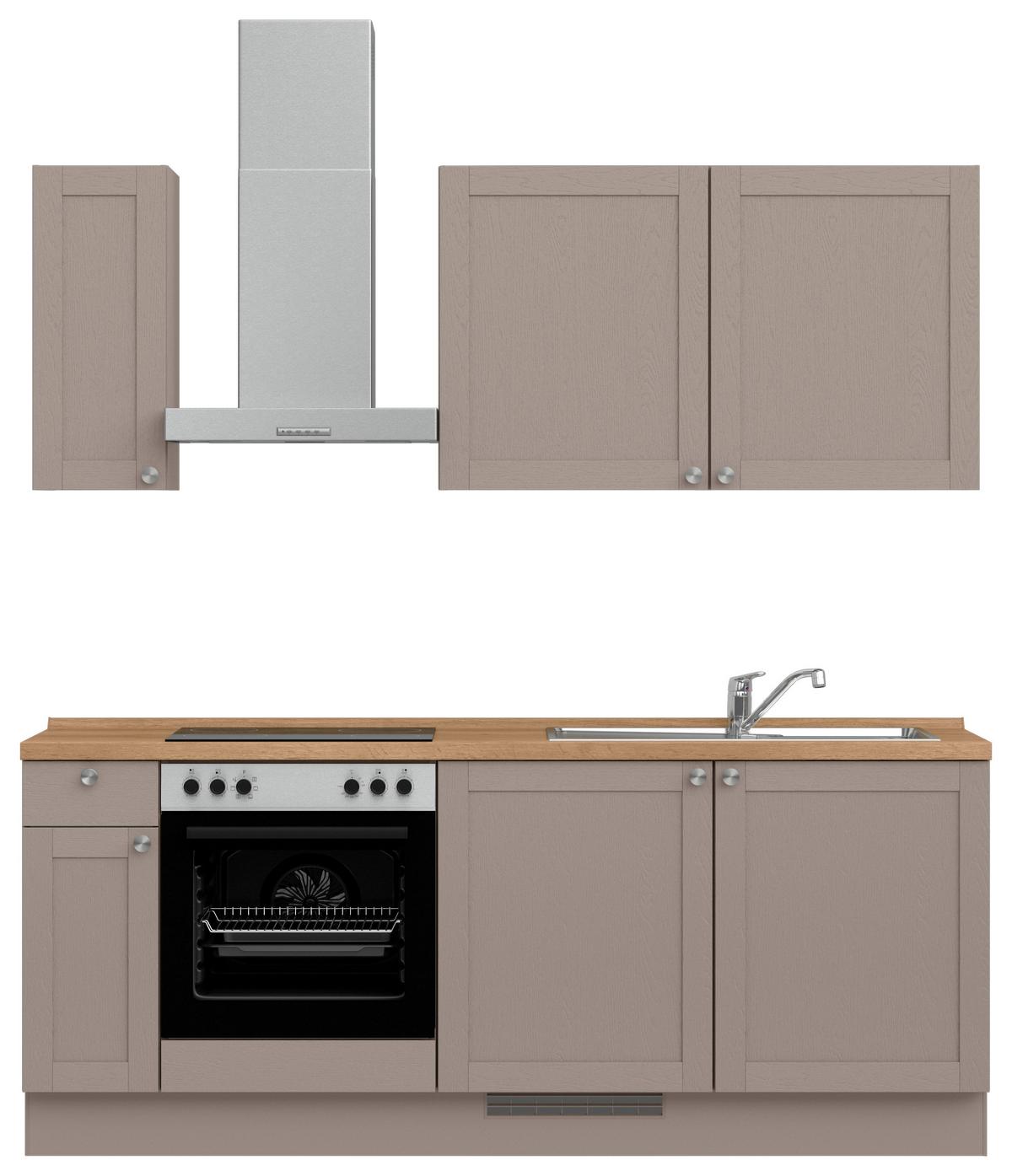 Küchenleerblock Frame Low o. Geräte Beigebraun - Edelstahlfarben/Eichefarben, MODERN, Holzwerkstoff/Metall (210cm) - Nobilia