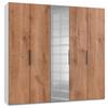 Drehtürenschrank Level 36A mit Spiegel ca. 250 cm Eiche/Weiß - Chromfarben/Eichefarben, MODERN, Holzwerkstoff (250/236/58cm) - MID.YOU