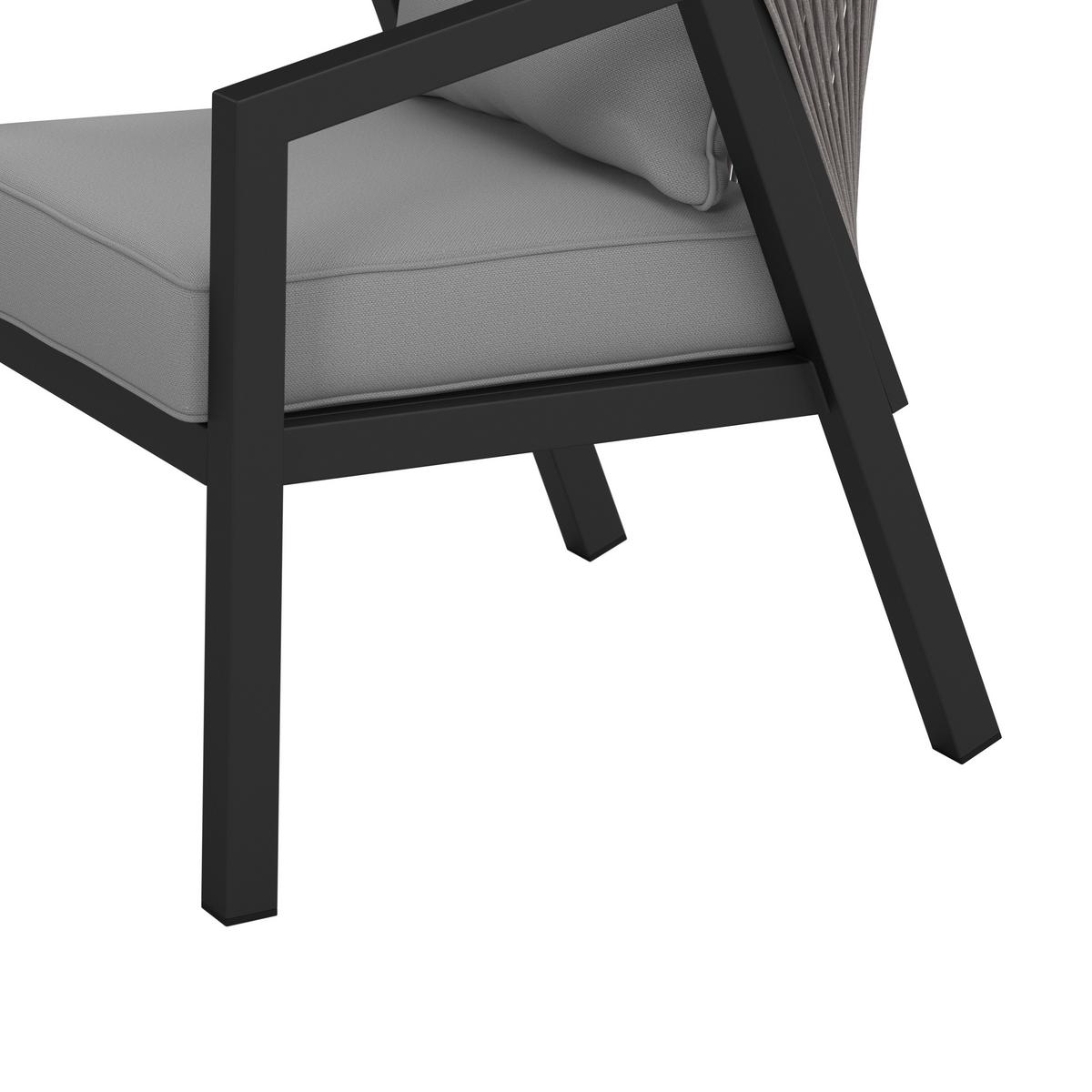 Balkonset Bela Hellgrau Hellgrau Outdoorstoff/Metall - Hellgrau/Schwarz, MODERN, Textil/Metall - Bessagi Garden