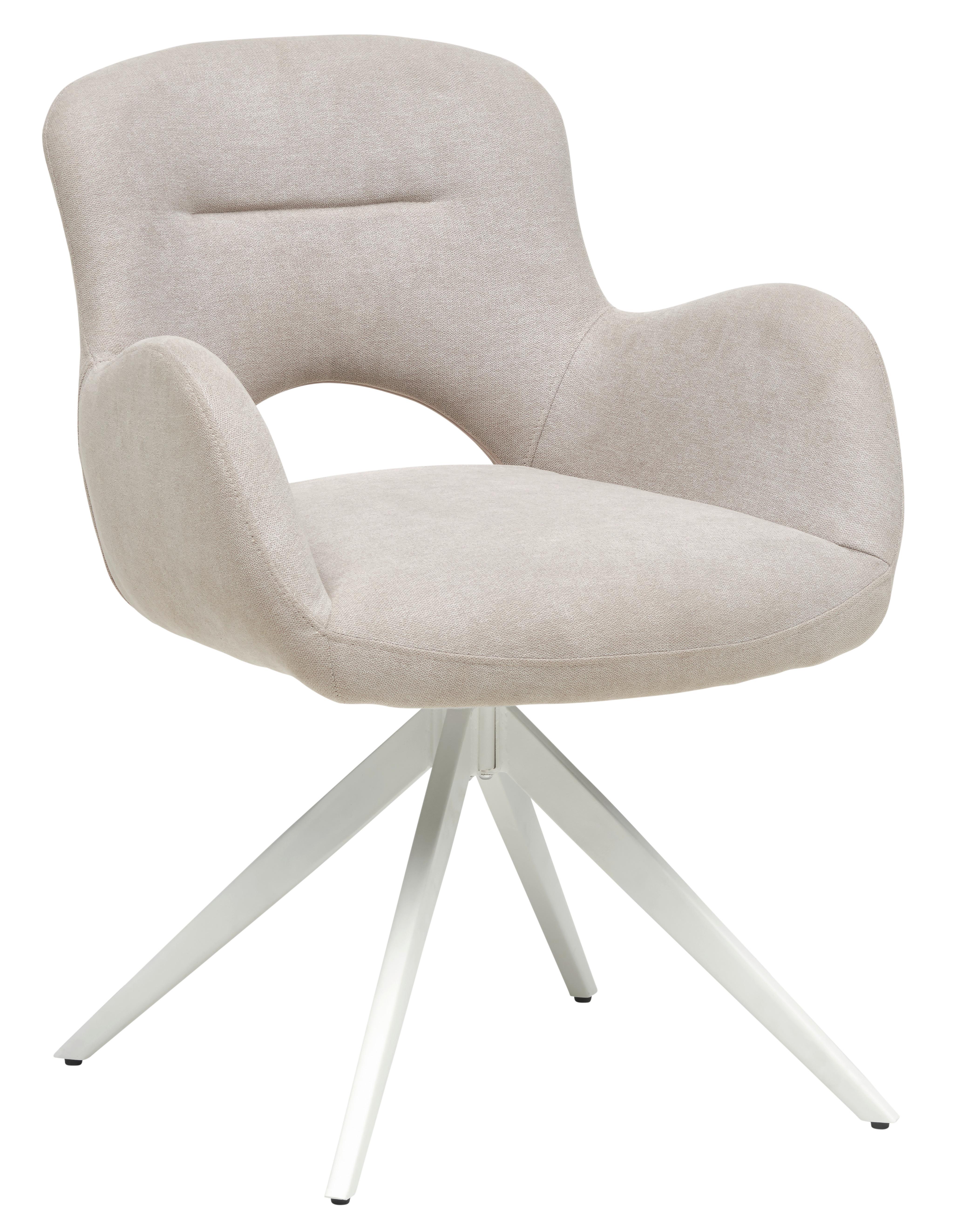 KRZESŁO Z PODŁOKIETNIKAMI ELLA - beżowy/biały, Modern, metal/drewno (62/84/62cm) - Livetastic