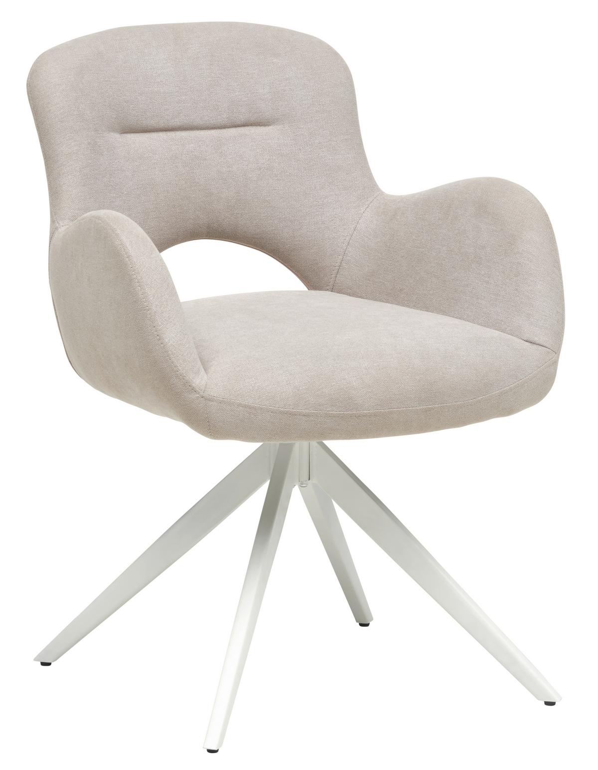 KRZESŁO Z PODŁOKIETNIKAMI ELLA - beżowy/biały, Modern, metal/drewno (62/84/62cm) - Livetastic