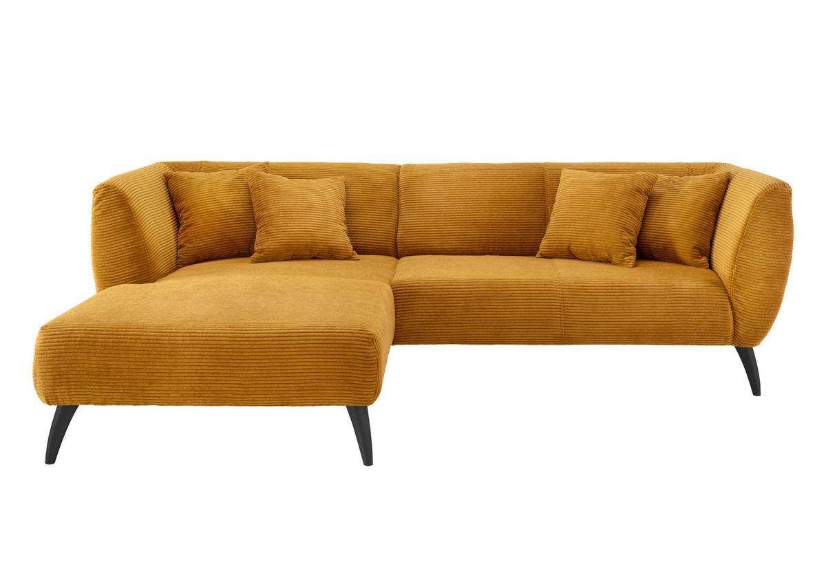 Wohnlandschaft Colori Goldfarben Cord - Goldfarben/Schwarz, MODERN, Holz/Textil (160/264cm) - MID.YOU