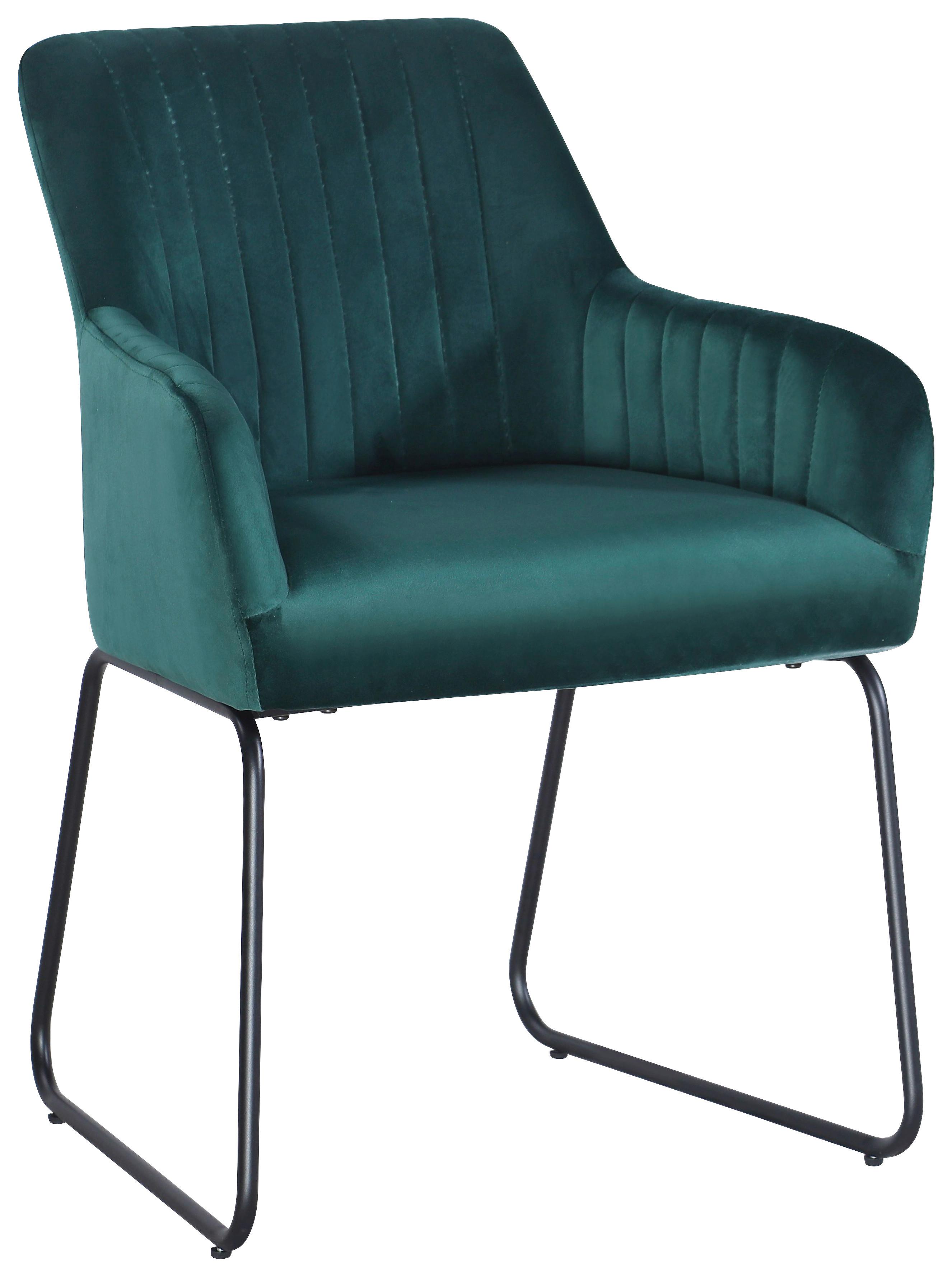 KRZESŁO Z PODŁOKIETNIKAMI TAYLER    -HOM IN- - zielony/czarny, Design, metal/tkanina (62/83/61cm) - Hom`in