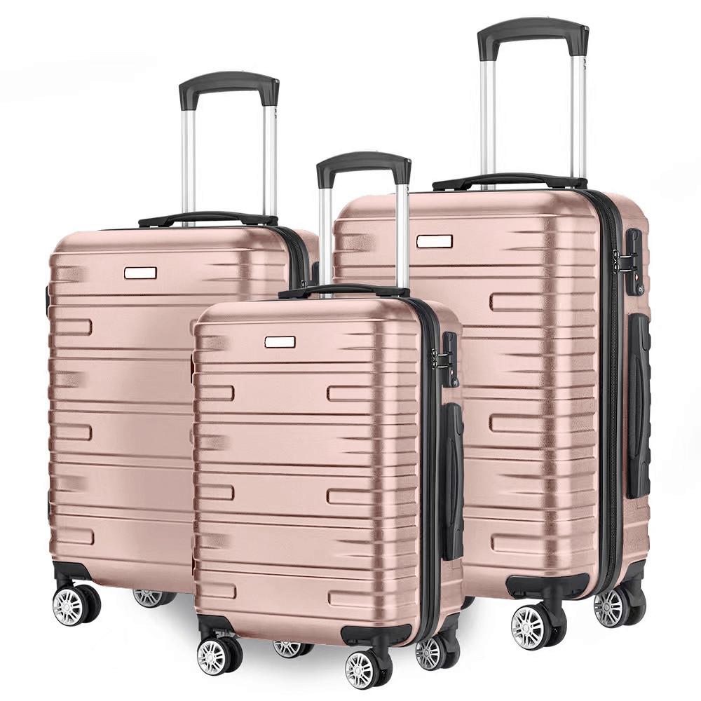 ZESTAW WALIZEK PODRÓŻNYCH LTS-18708 - różowy, Basics, tworzywo sztuczne/metal - Novel