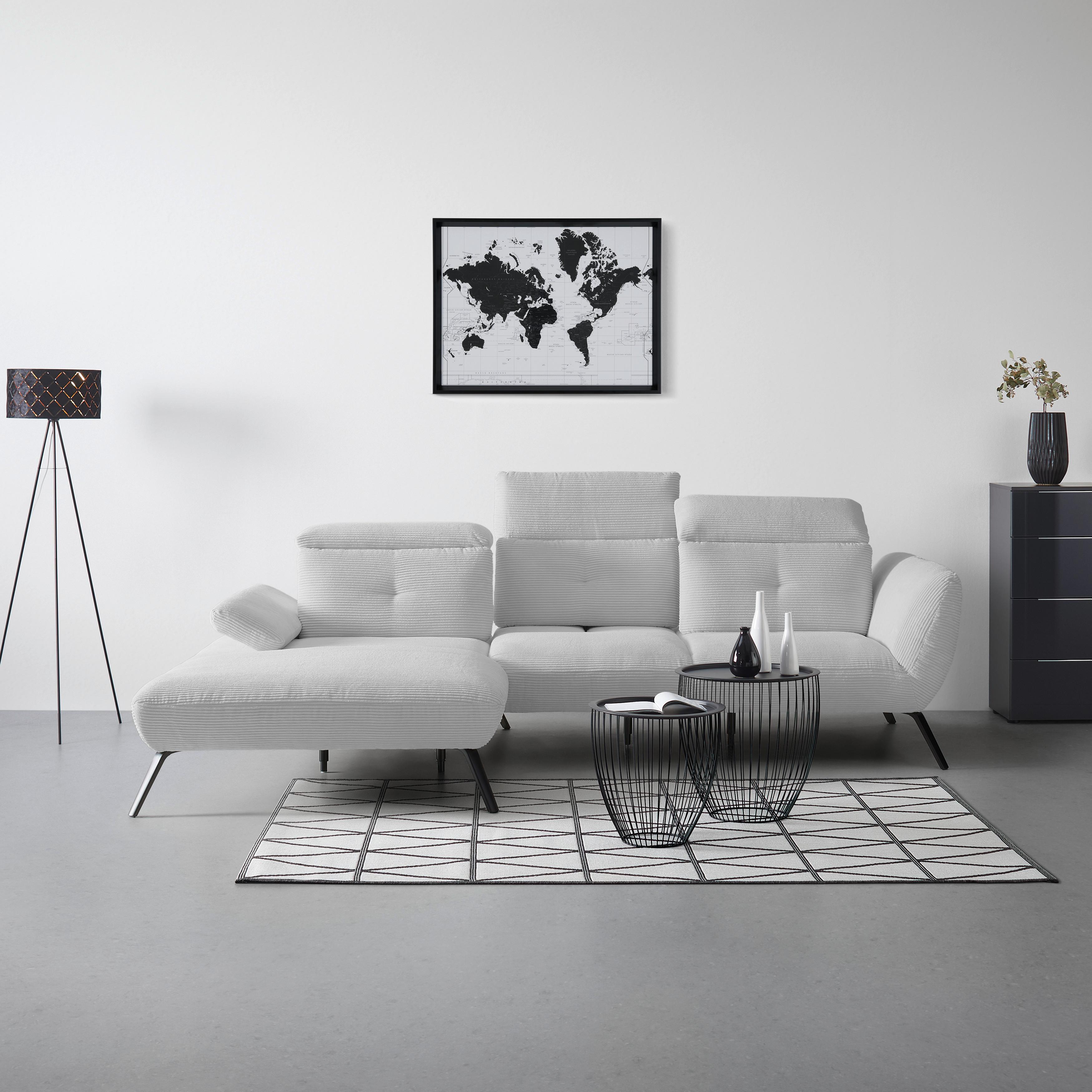Wohnlandschaft Seattle Hellgrau - Hellgrau/Schwarz, MODERN, Holzwerkstoff/Textil (196/301cm) - Premium Living