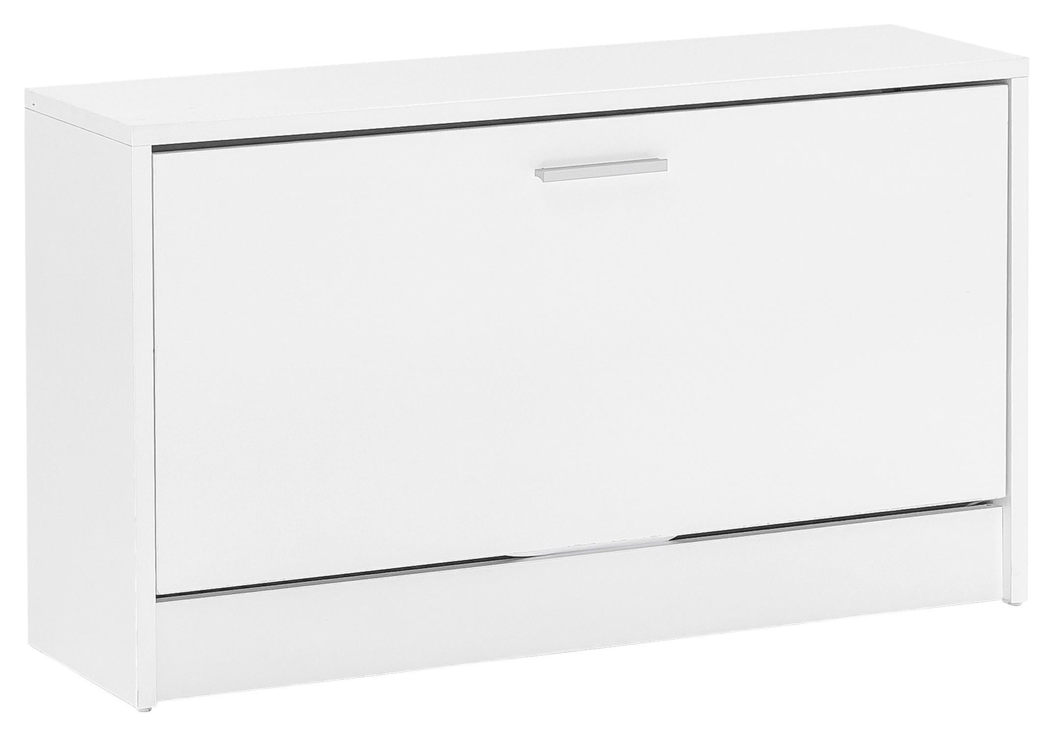 Schuhkipper Zoey ca.80x47x24cm Weiß - Silberfarben/Weiß, KONVENTIONELL, Holzwerkstoff/Metall (80/47/24cm) - MID.YOU