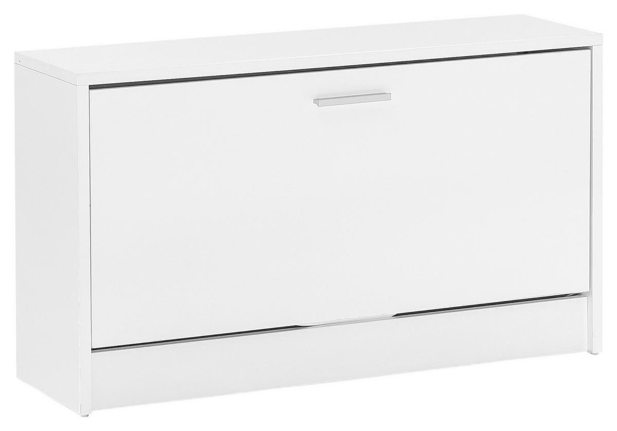 Schuhkipper Zoey ca.80x47x24cm Weiß - Silberfarben/Weiß, KONVENTIONELL, Holzwerkstoff/Metall (80/47/24cm) - MID.YOU