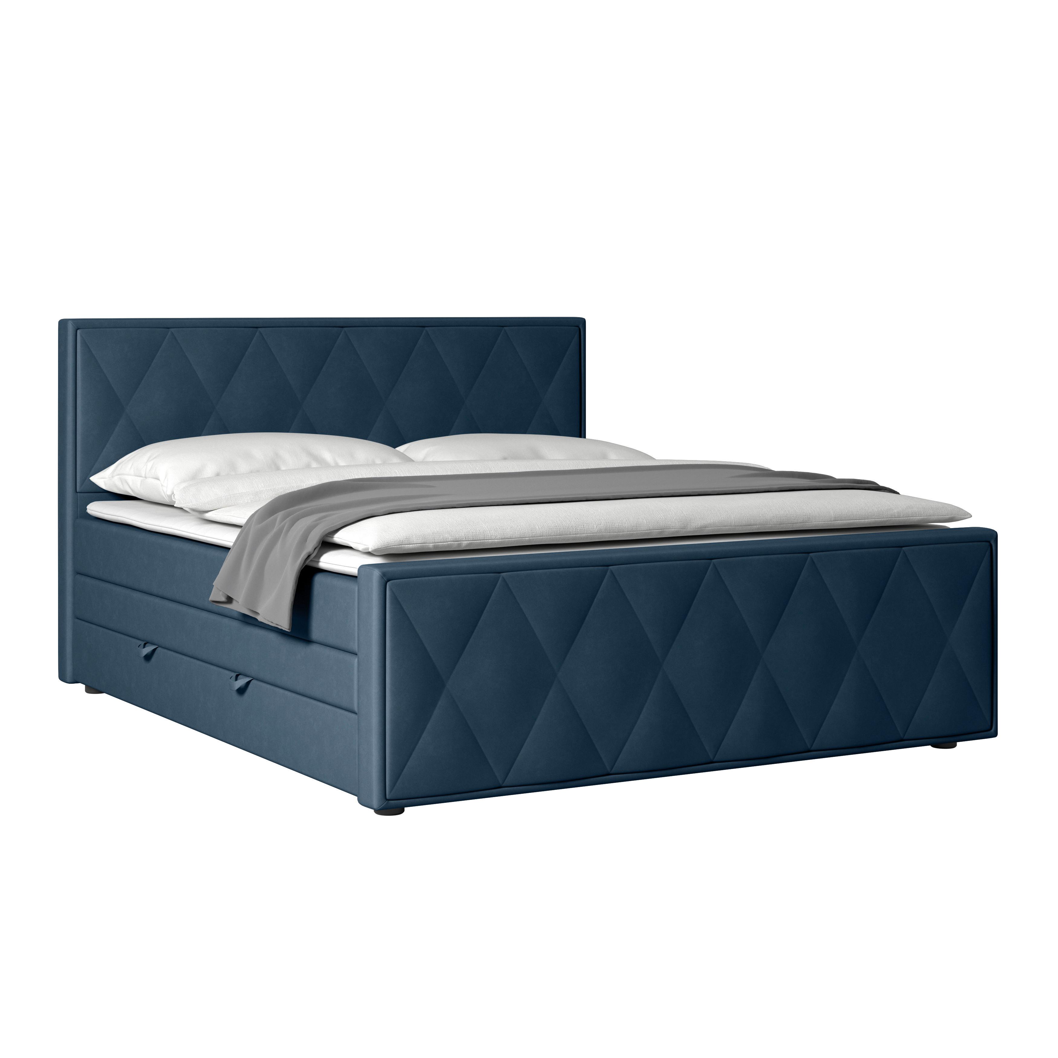 Boxspringbett Porto ca. 180x200 cm Blau - Blau, MODERN, Holz/Kunststoff (180/200cm) - MID.YOU