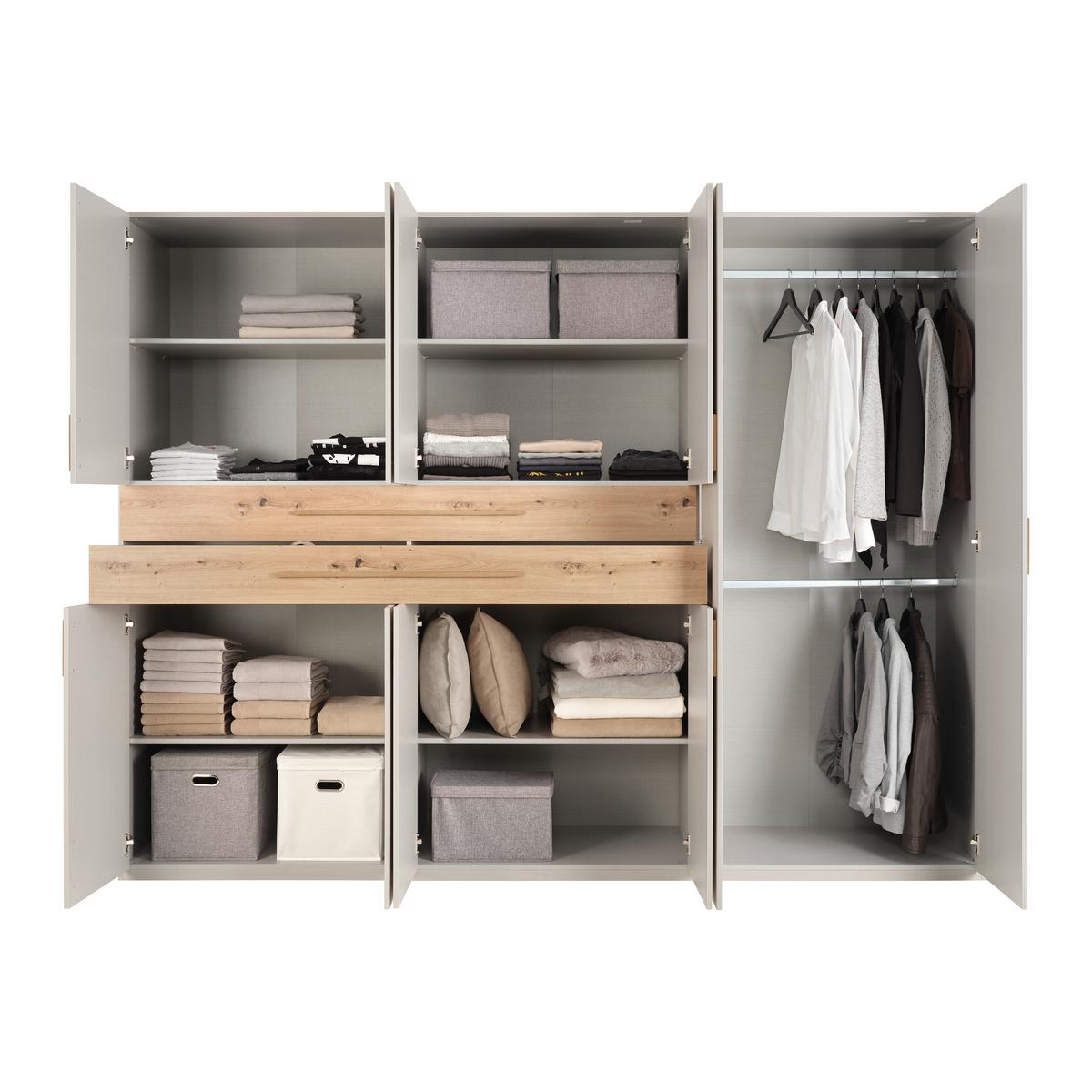 Kleiderschrank Lumio Kaschmir/Eiche Artisan - Kaschmir/Eiche Artisan, KONVENTIONELL, Holzwerkstoff (270/208/65cm) - Mömax