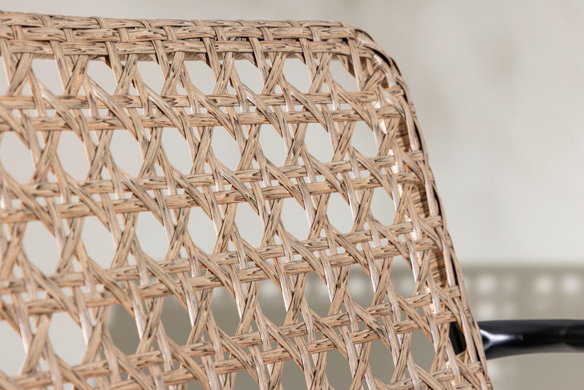 Loungegarnitur Paola 5-tlg. Rattan geflecht - Dunkelgrau/Schwarz, KONVENTIONELL, Naturmaterialien/Holz - Gardenson