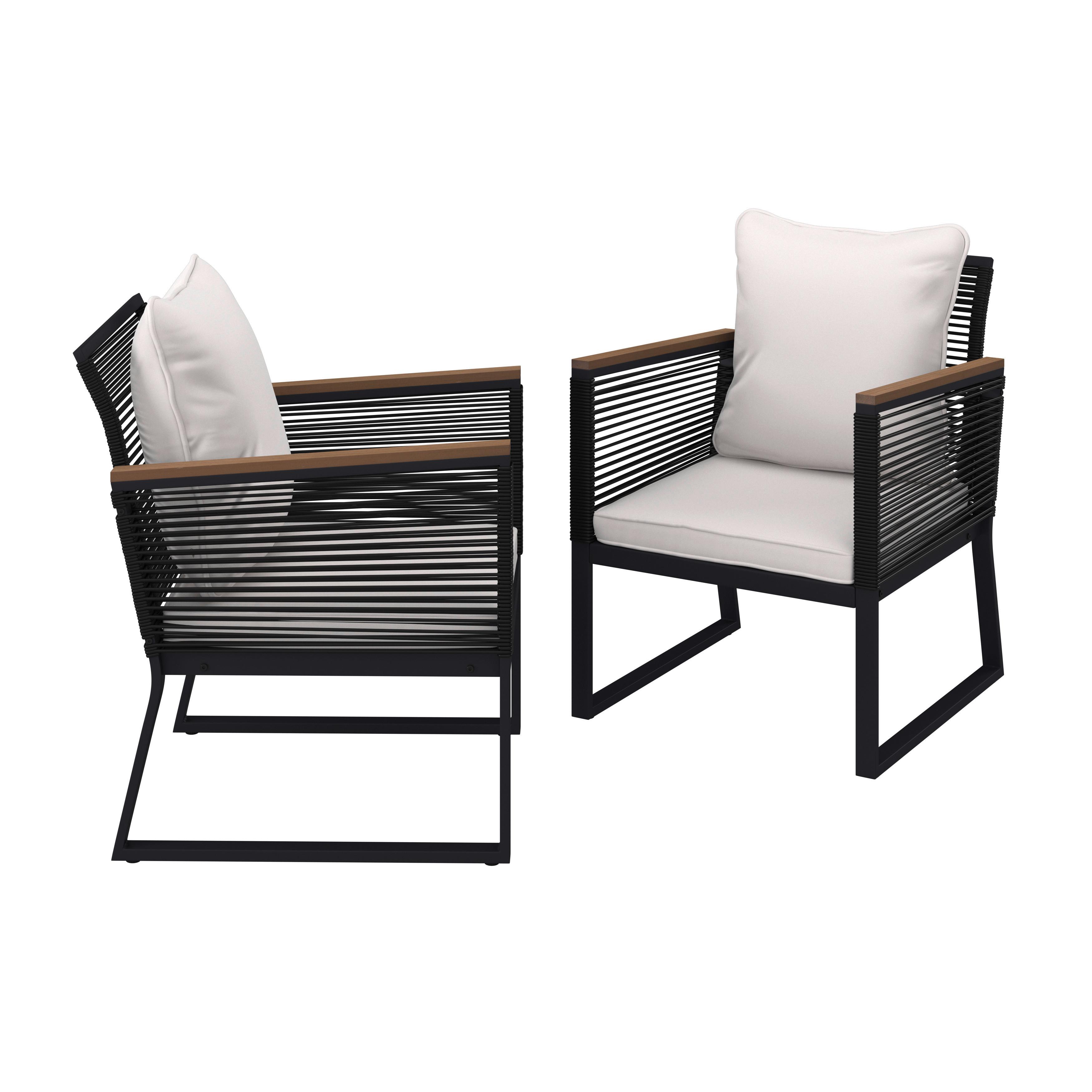 TRÄDGÅRDSSTOLAR SET TONI - svart/cremefärgad, Modern, metall/textil (56/70/76cm) - Bessagi Garden