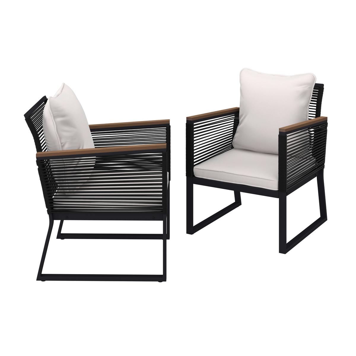 Set Vrtnih Stolov Toni, 2 Kos, Krem - črna/krem barve, Moderno, kovina/umetna masa (56/70/76cm) - Bessagi Garden