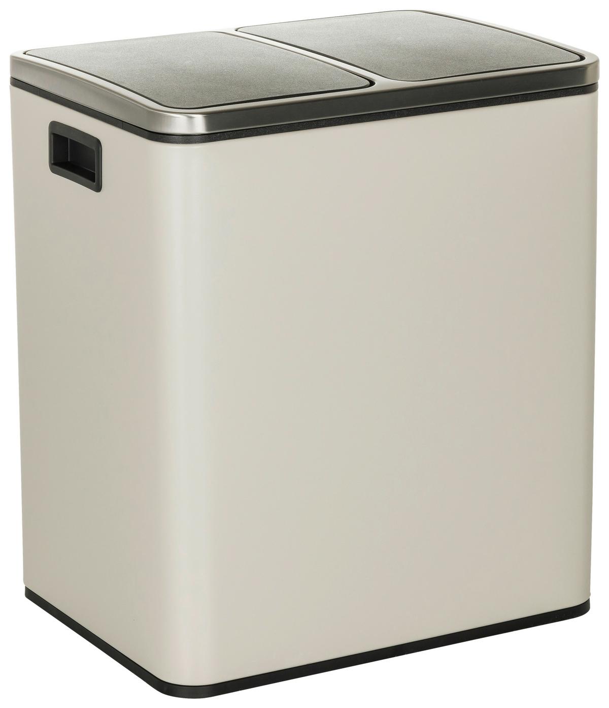 Abfallsammler Clean IX Beige/Schwarz - Beige/Schwarz, MODERN, Kunststoff/Metall (41,5/48/32cm) - MID.YOU