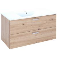 Bază cu lavoar Fresh - alb/stejar Artisan, Konventionell, ceramică/material pe bază de lemn (100/56/46,5cm) - Ondega