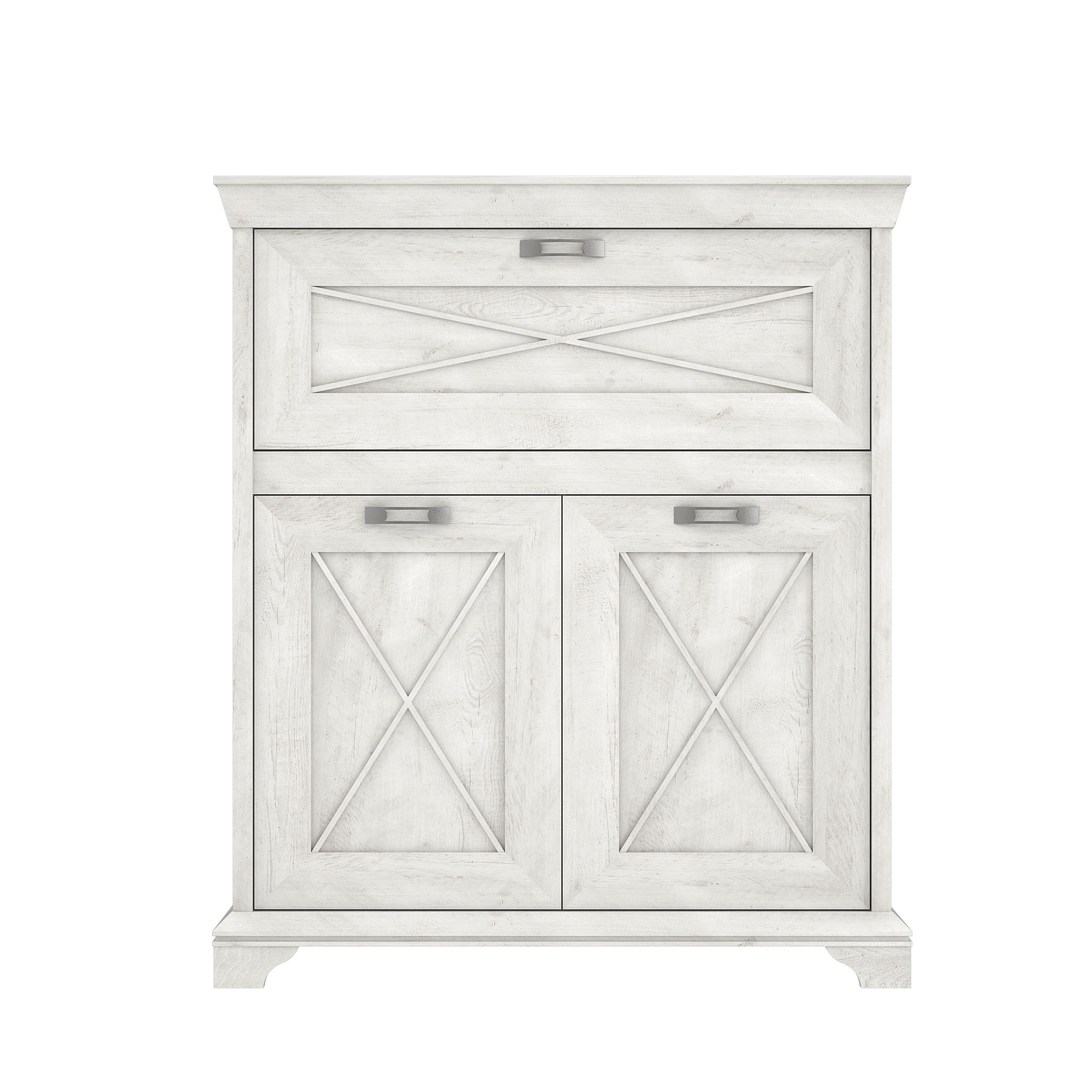 Komoda Kashmir - bijela/srebrne boje, Konvencionalno, drvni materijal/metal (123/143,3/48,2cm) - Premium Living