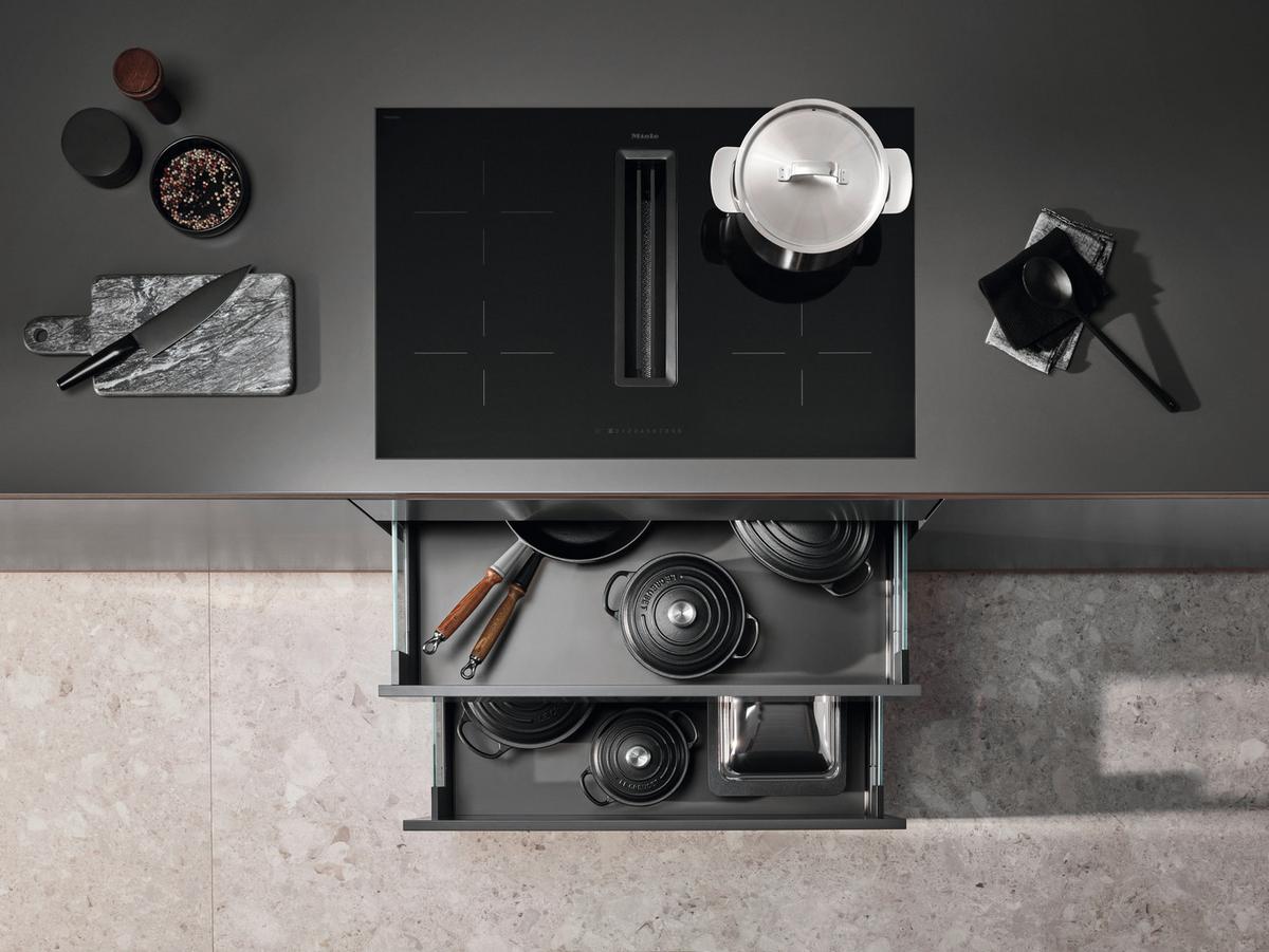 Kochfeld-Dunstabzug-Kombi KMDA7272-1FL Schwarz - Schwarz, LIFESTYLE, Metall (80/20/52cm) - Miele