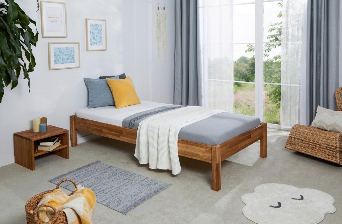 Nočna Omarica Harry, Hrast, Masivna - naravne barve, Moderno, les (42/37/32cm) - MID.YOU