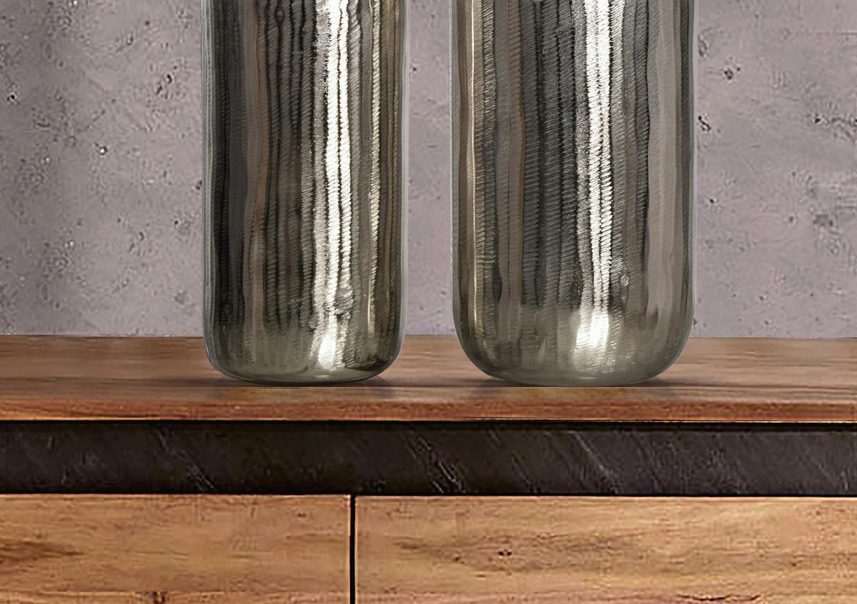 Set Dekorativnih Vaz Silver, 2 Kos - srebrne barve, Design, kovina (16/40,5/16cm) - Livetastic
