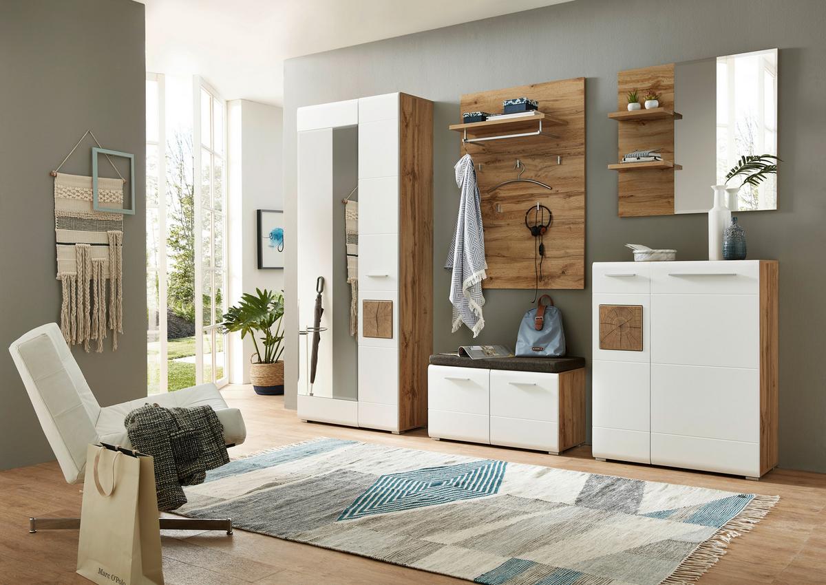 SIEDZISKO DO PRZEDPOKOJU LOOP - kolor dębowy/kolor srebrny, Konventionell, materiał drewnopochodny/tworzywo sztuczne (80/48/37cm) - Voleo