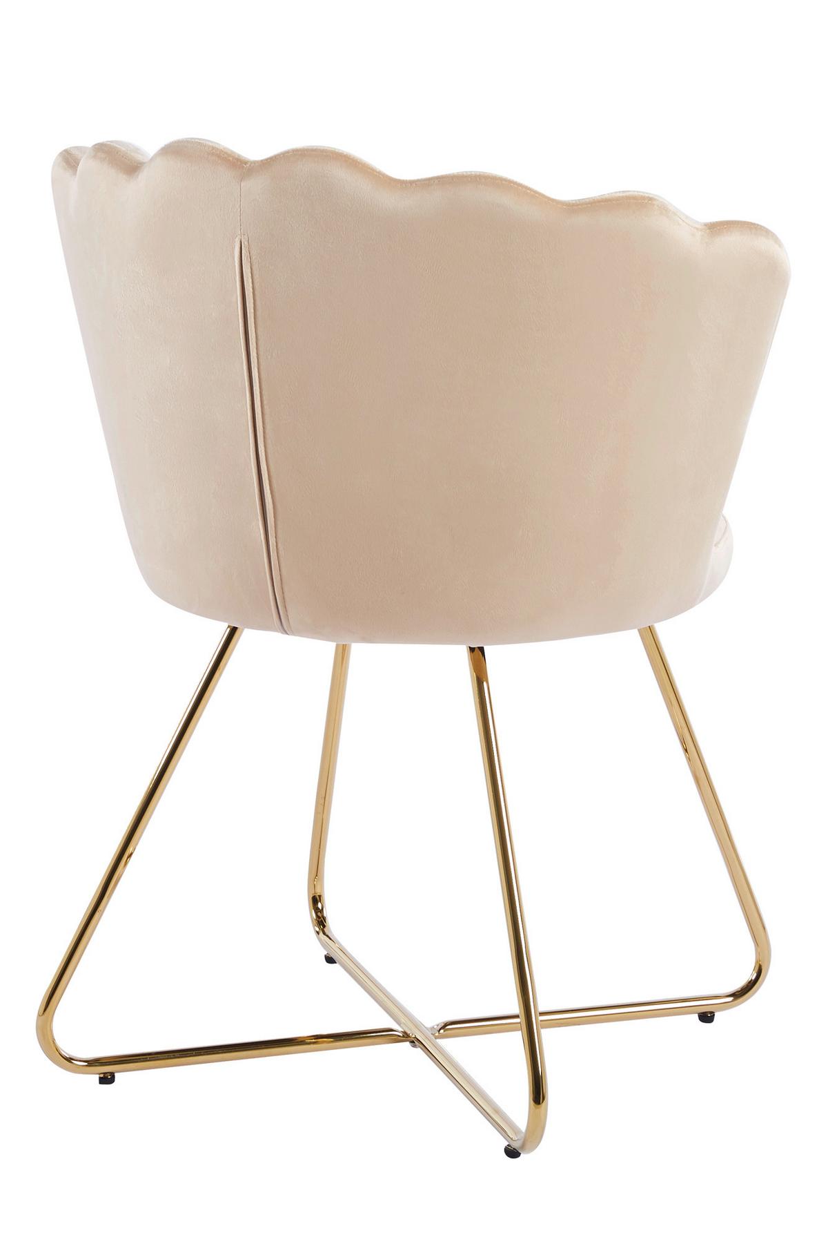 Set Stolov Samt, Bež, 2-Delni - zlate barve/bež, Moderno, kovina/tekstil (69,5/85/66cm) - Livetastic