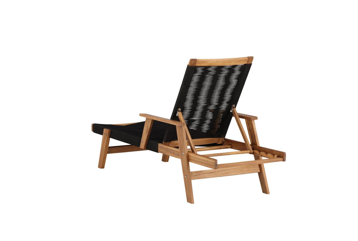 Sonnenliege Little John ca. 73x200 cm Schwarz/Akazie - Schwarz/Akaziefarben, KONVENTIONELL, Holz (73/35/200cm) - Gardenson