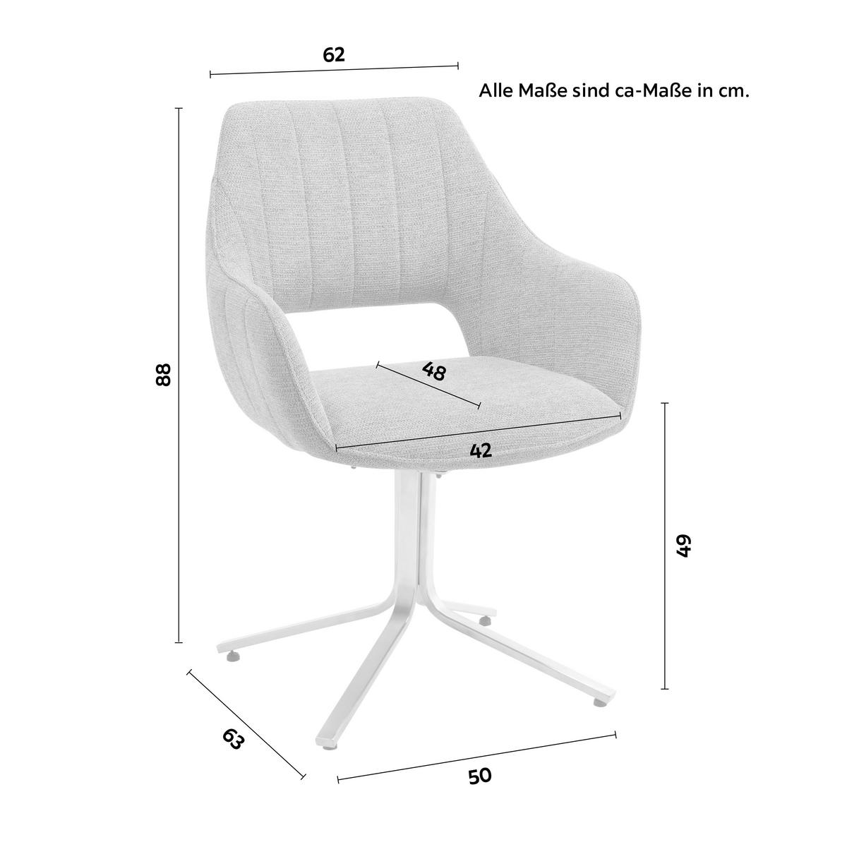 Armlehnstuhl Bacares in Olivgrün - Edelstahlfarben/Olivgrün, LIFESTYLE, Textil/Metall (62/88/63cm) - Premium Living