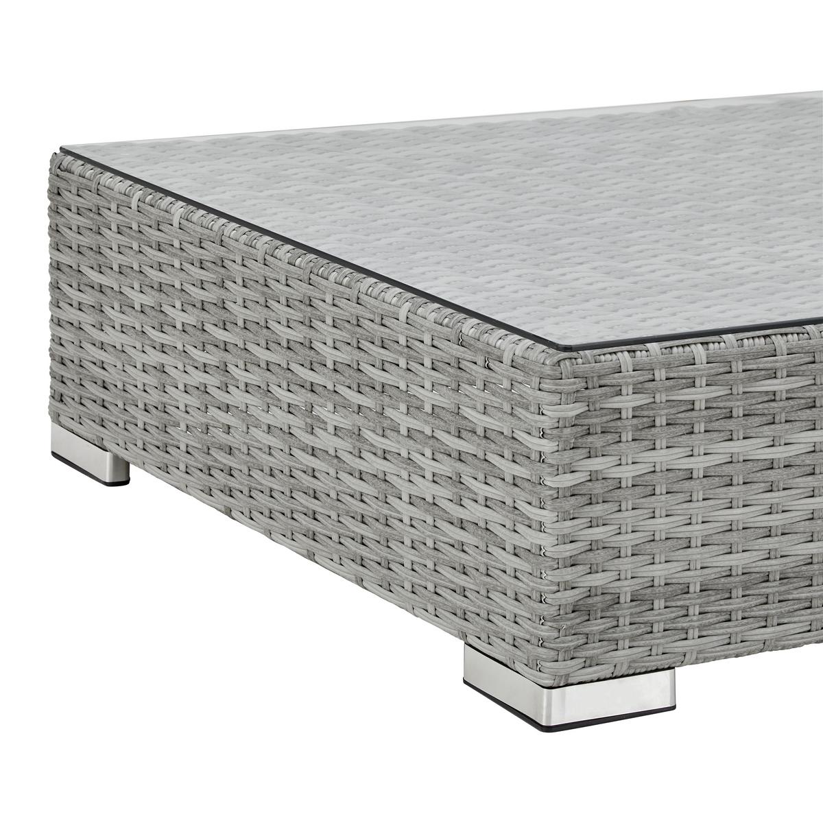 Loungegarnitur "Paola", 5-teilig, Outdoorstoff - Grau, Modern, Glas/Kunststoff (295/215cm) - Bessagi Garden