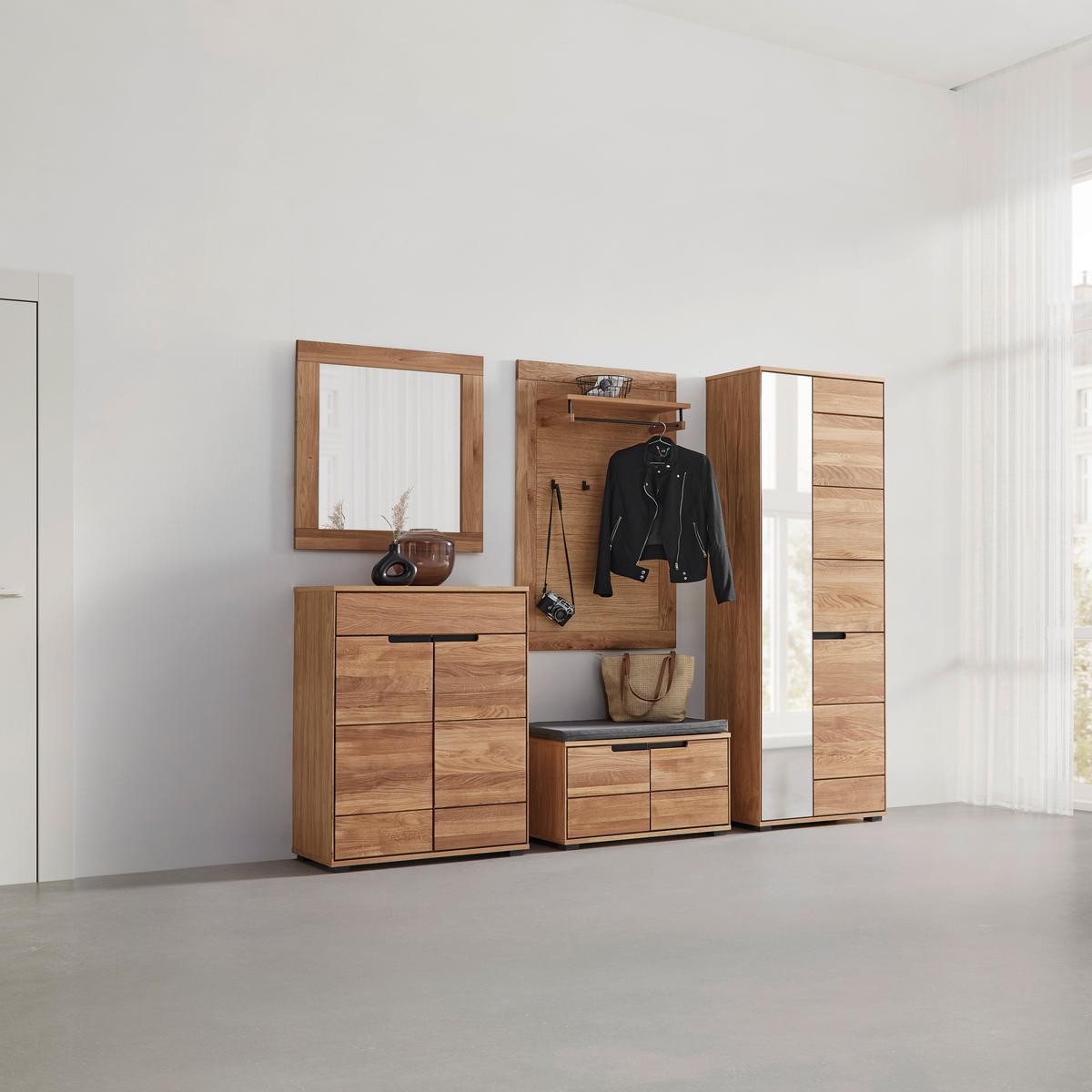 Garderobenschrank Lola in Wildeiche - Wildeiche/Schwarz, Lifestyle, Glas/Naturmaterialien (70/196/40cm) - ecoTree