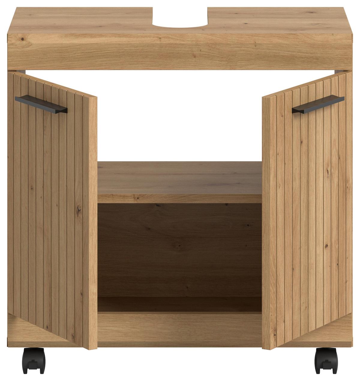Waschbeckenunterschrank Scout Eiche Artisan - Schwarz/Eiche Artisan, Trend, Holzwerkstoff/Kunststoff (60/60/34cm) - MID.YOU