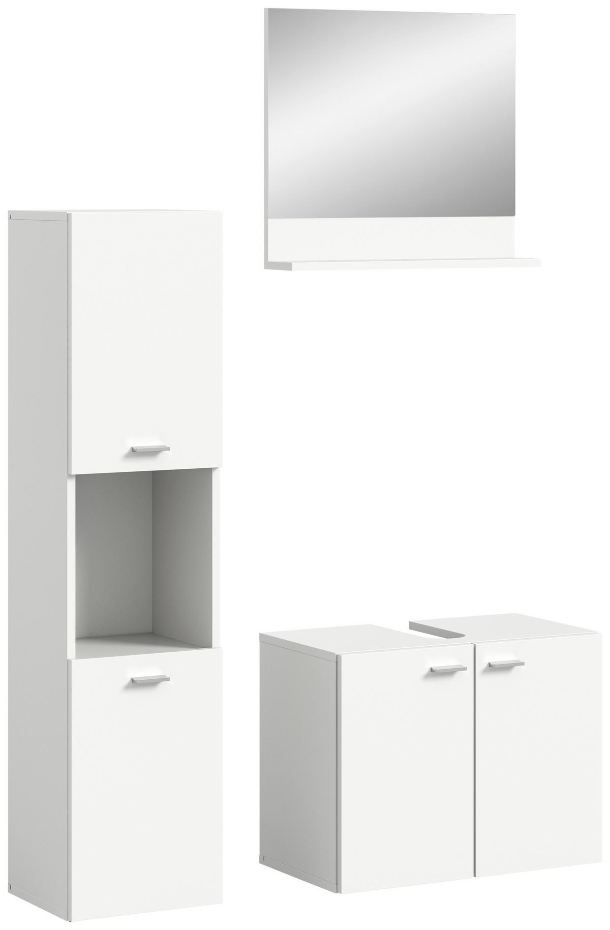 Kopalnica Boston, Bela, 3-Delna - srebrne barve/bela, Moderno, umetna masa/steklo (87cm) - MID.YOU